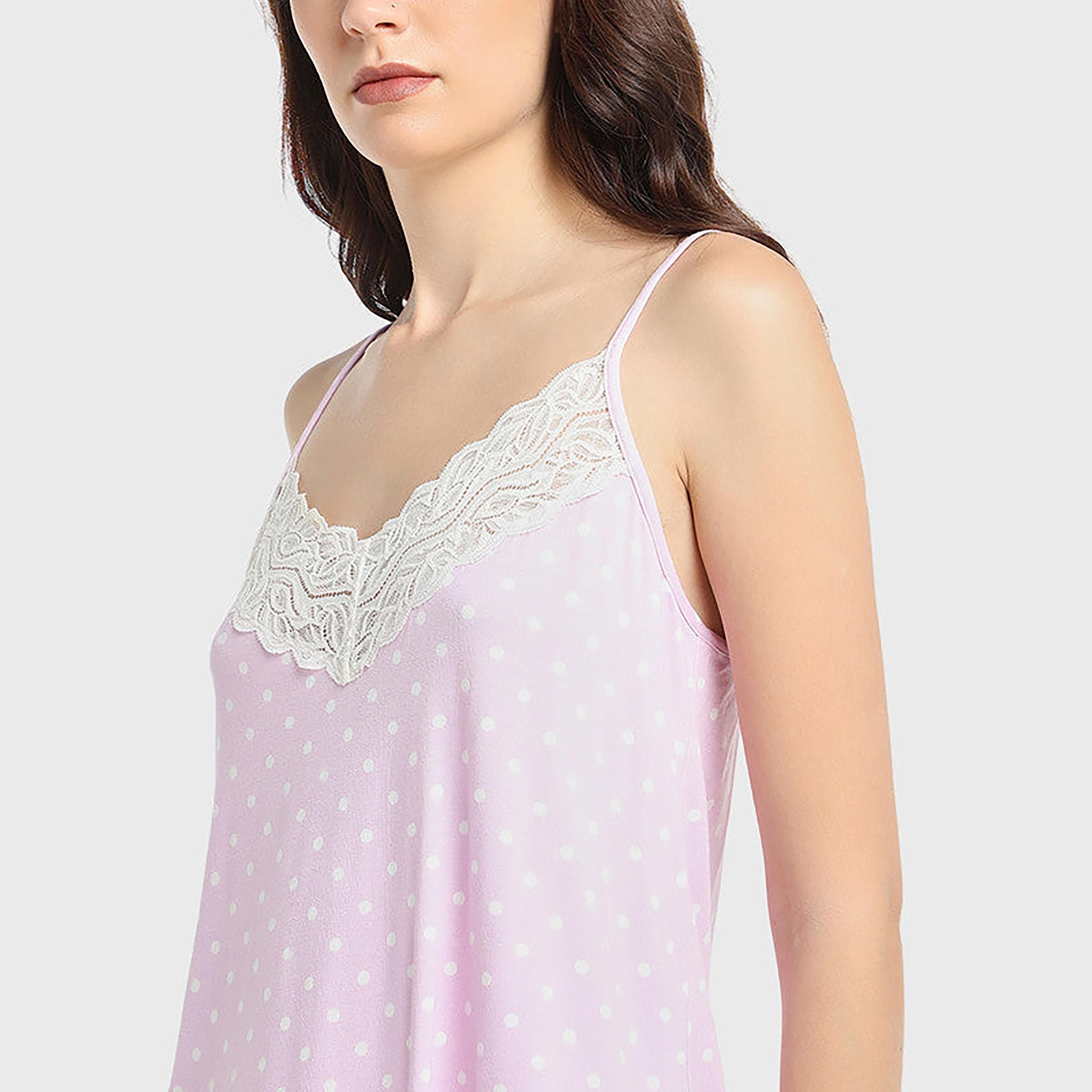 بلوزة نسائية بنمط كامي بحمالات كتف منقطة من إيسلا آند إيفي-women-clothing-lingerie-camisoles-image-2