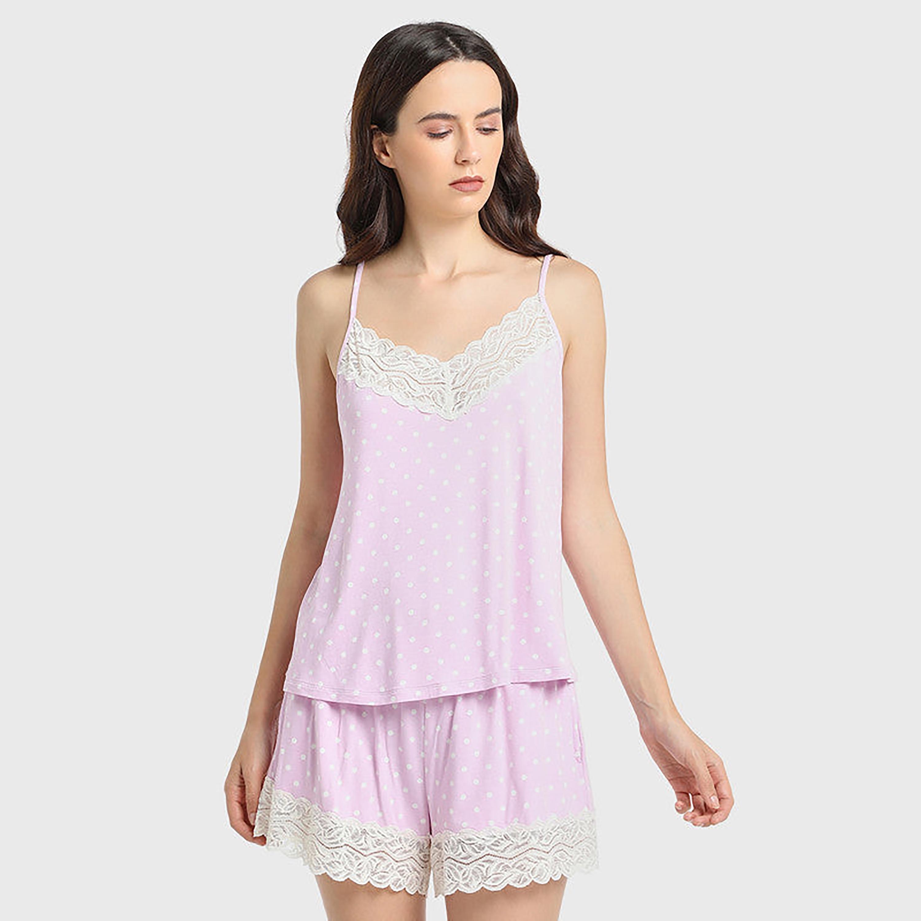 بلوزة نسائية بنمط كامي بحمالات كتف منقطة من إيسلا آند إيفي-women-clothing-lingerie-camisoles-image-3