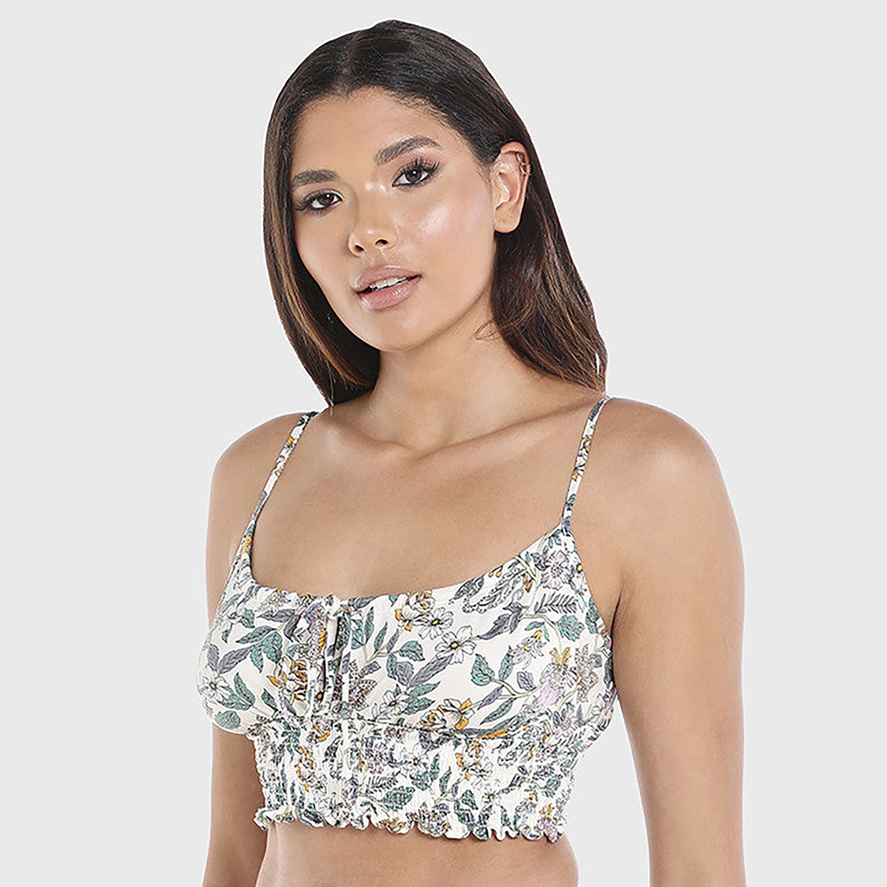 Isla & Evie Floral Shoulder Strap Sleeveless Women's Crop Top-women-clothing-nightwear-pyjamas-tops-image-4