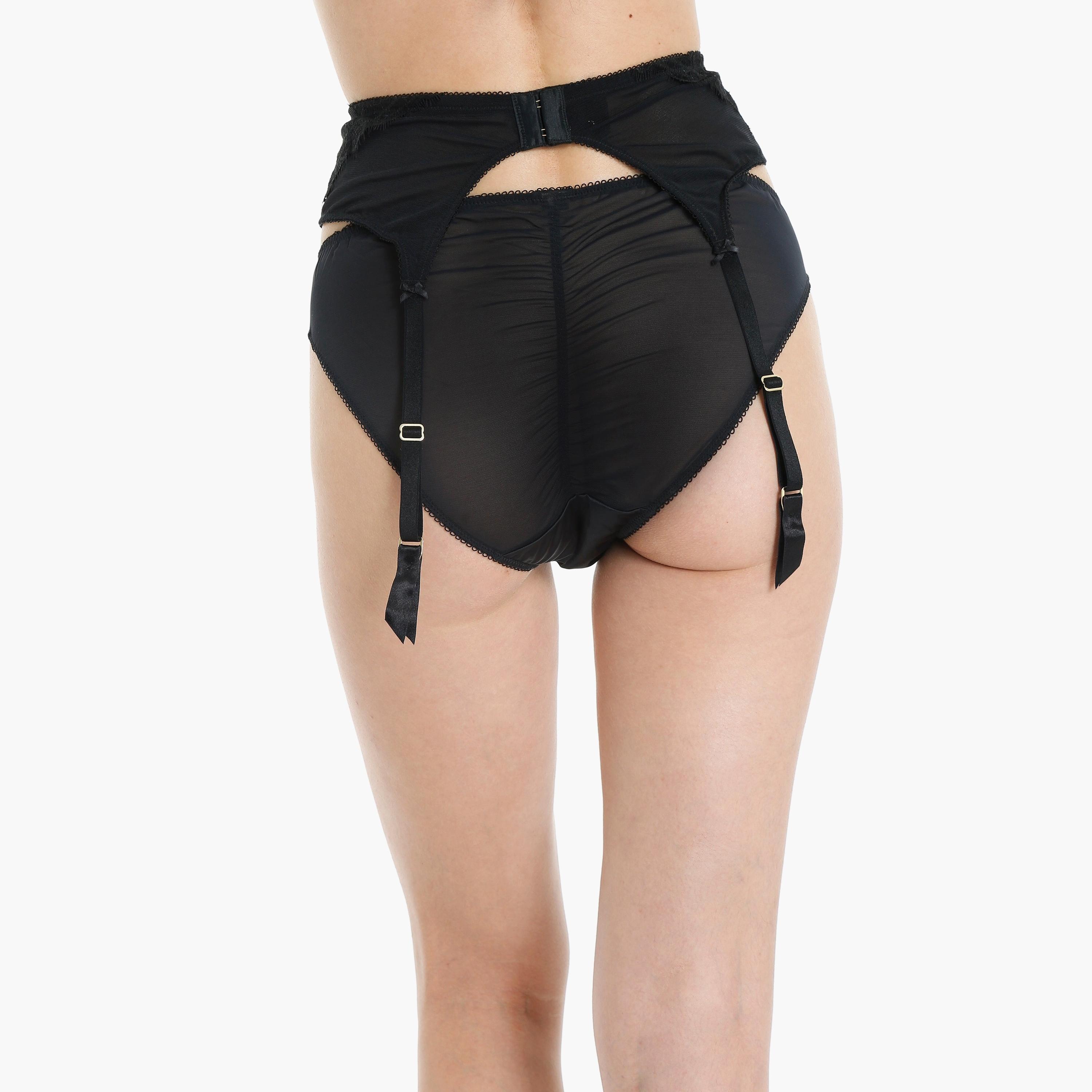 حزام Suspender نسائي أسود متوسط ​​التغطية من Isla & Evie-women-clothing-lingerie-panties-image-3