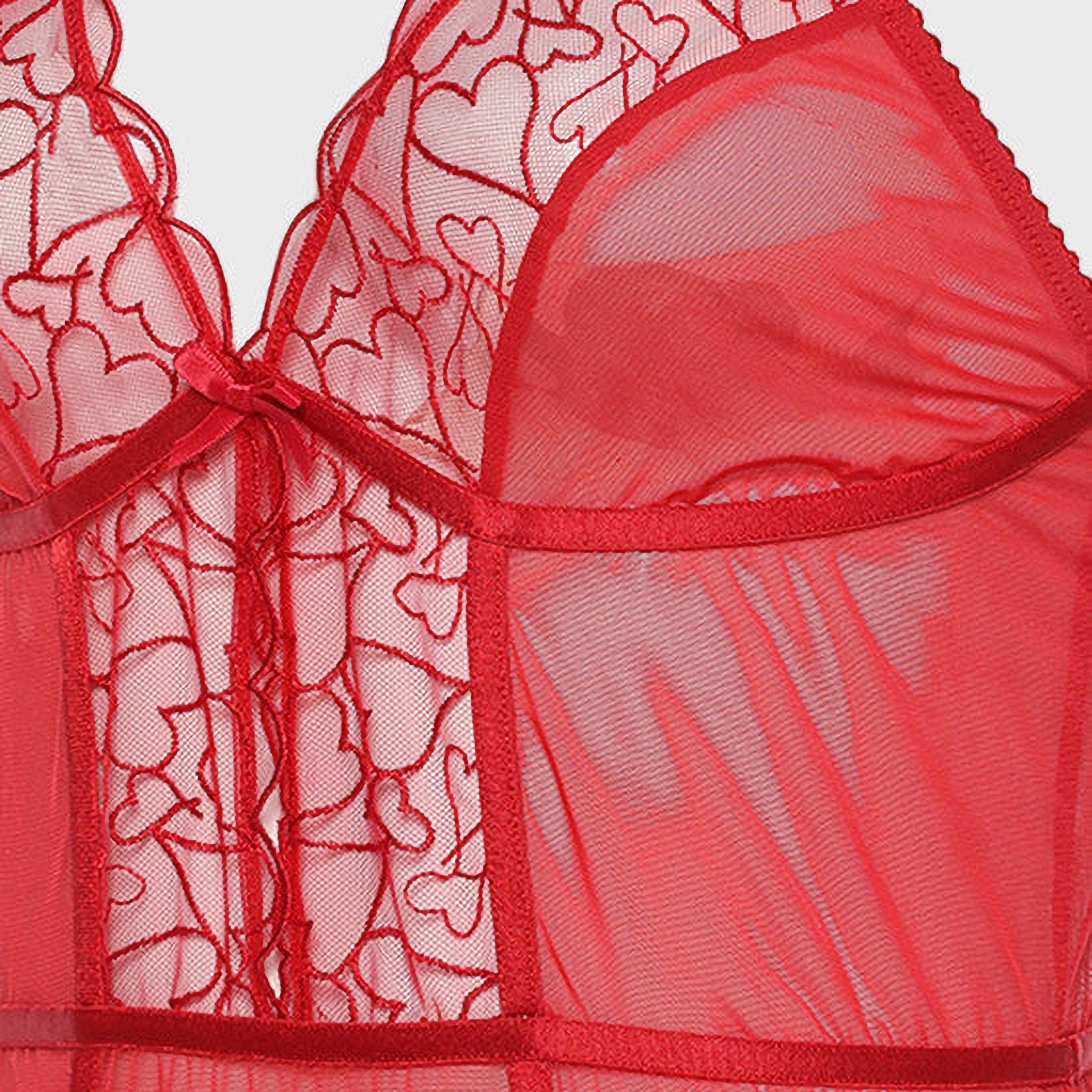 Isla & Evie Non-Padded Non-Wired Ribbon Red Women's Ruby Bodysuit-women-clothing-lingerie-corsets-image-3