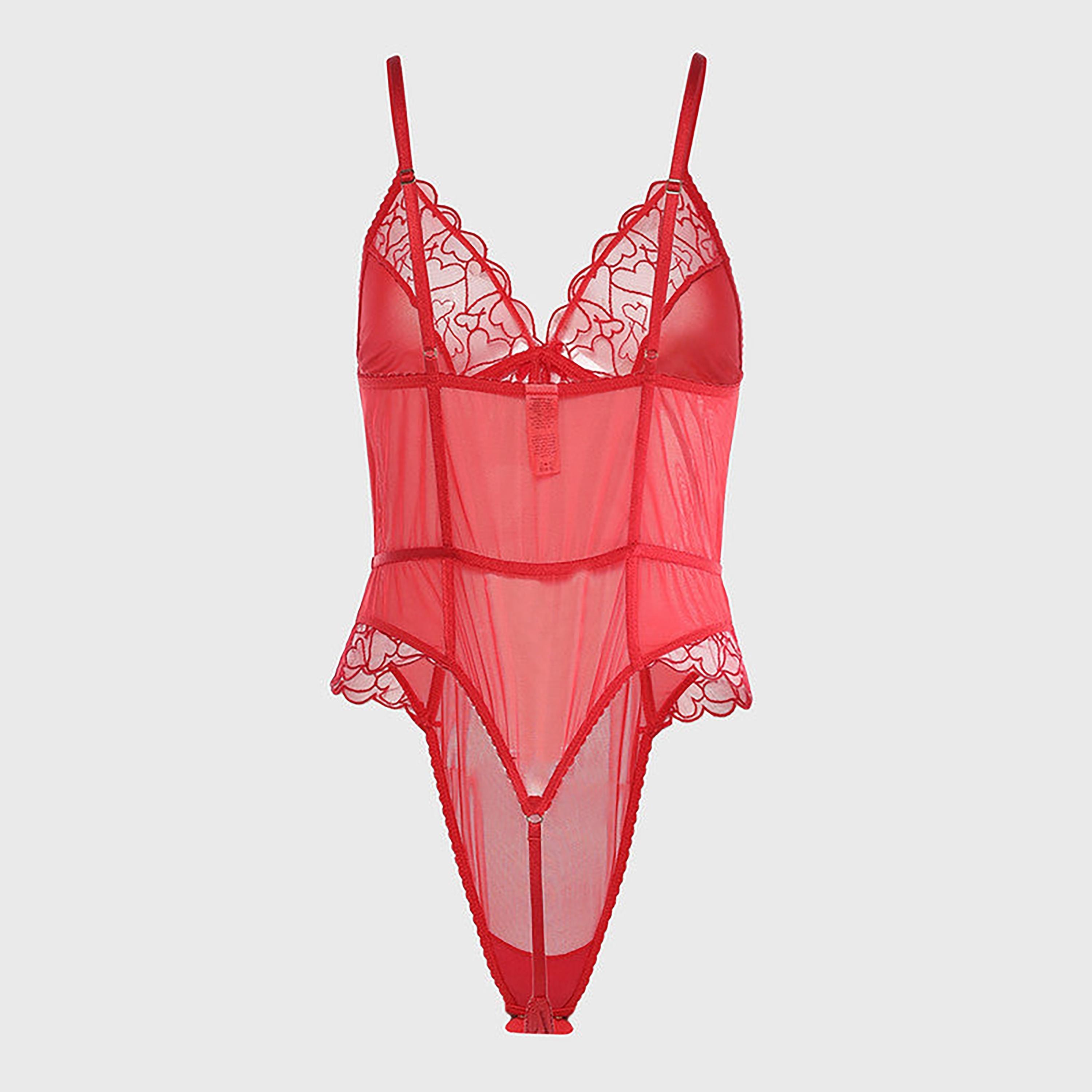 Isla & Evie Non-Padded Non-Wired Ribbon Red Women's Ruby Bodysuit-women-clothing-lingerie-corsets-image-4