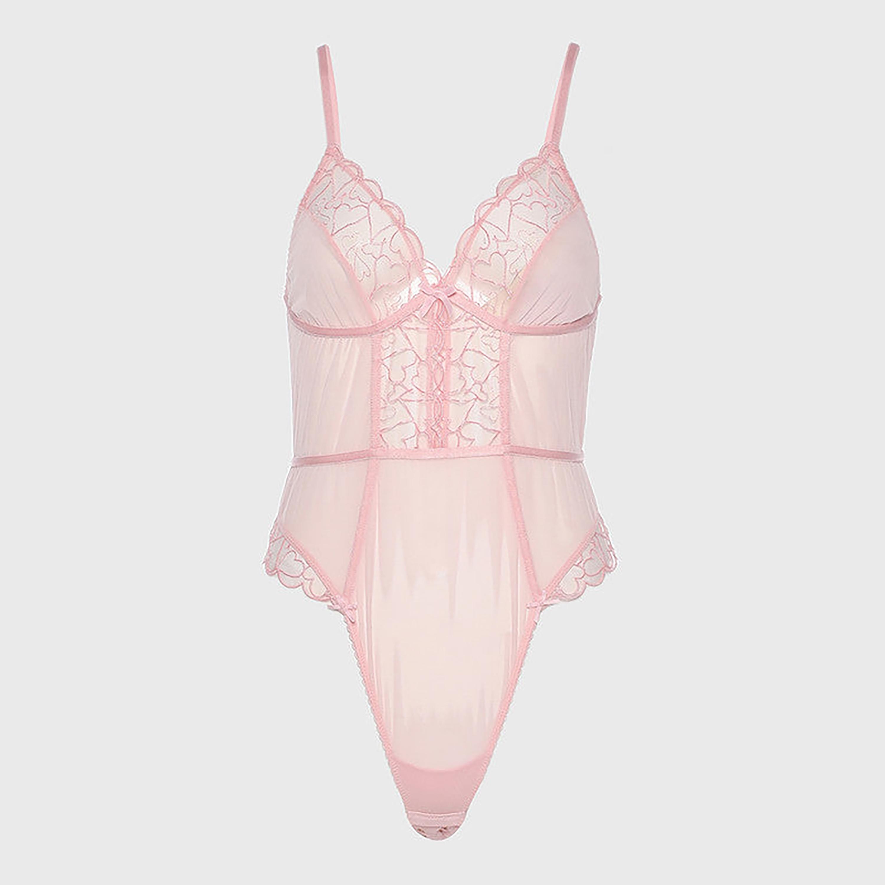 Isla & Evie Non-Padded Non-Wired Pink Women's Ruby Bodysuit-women-clothing-lingerie-corsets-image-1