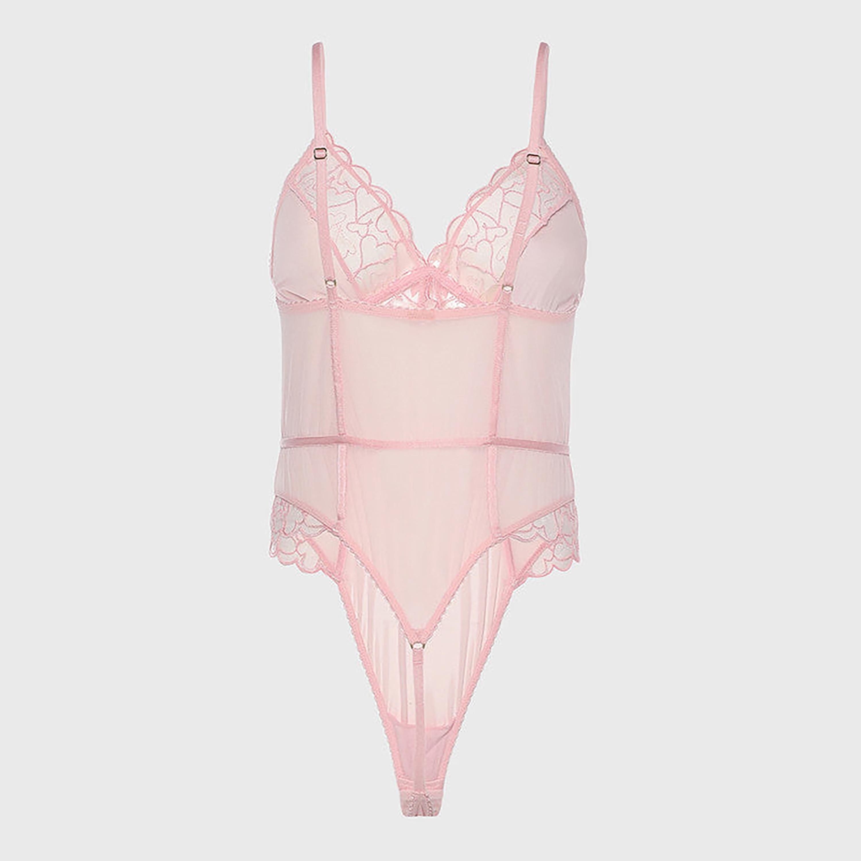 Isla & Evie Non-Padded Non-Wired Pink Women's Ruby Bodysuit-women-clothing-lingerie-corsets-image-4