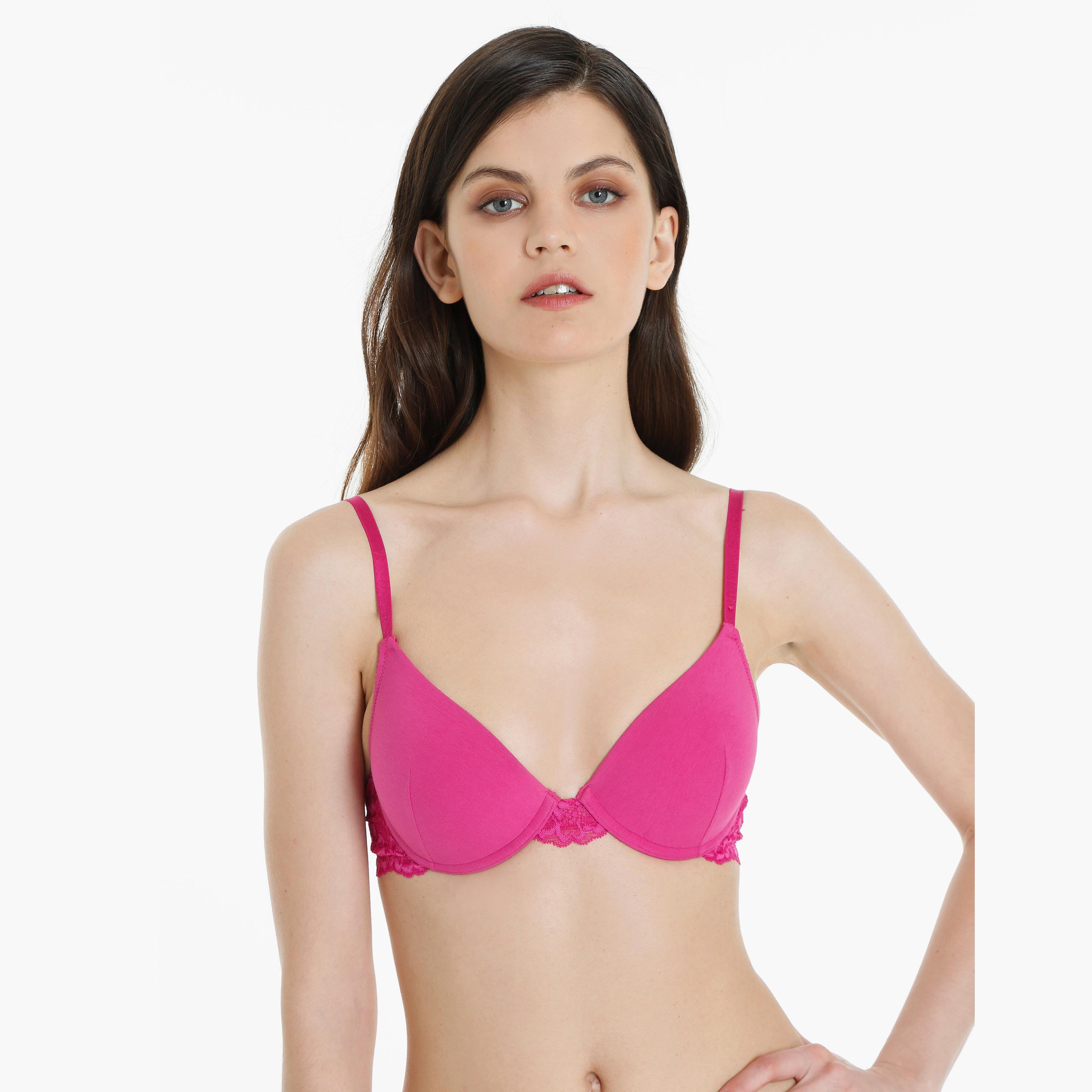 حمالة صدر بلانج نسائية إيفريداي غير مبطنة ذات دعم متوسط ودانتيل وردي من لا سينزا-women-clothing-lingerie-bras-image-1