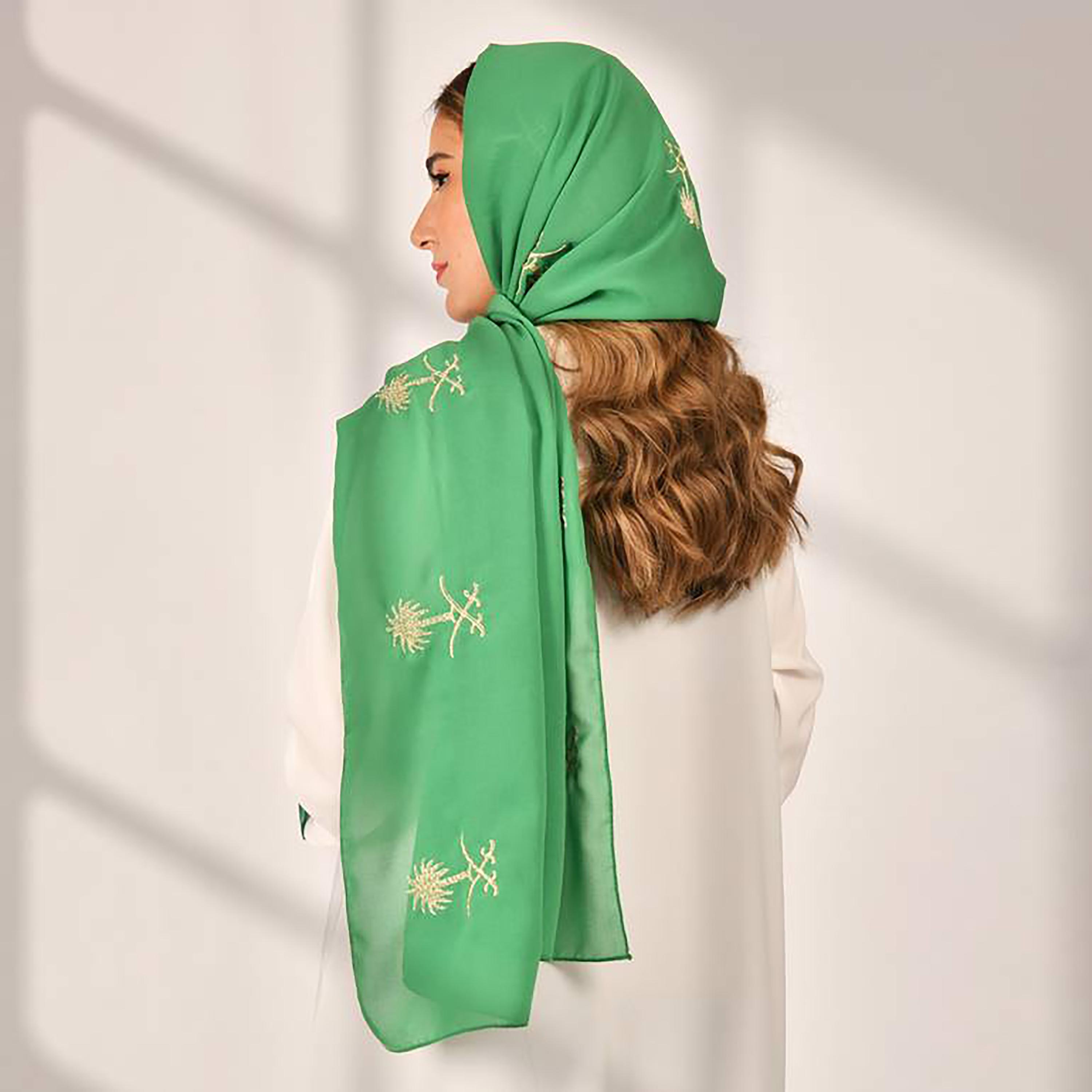 Hawraa Green Plain Satin Hijab-women-arabicclothing-headscarf-hijab-image-3