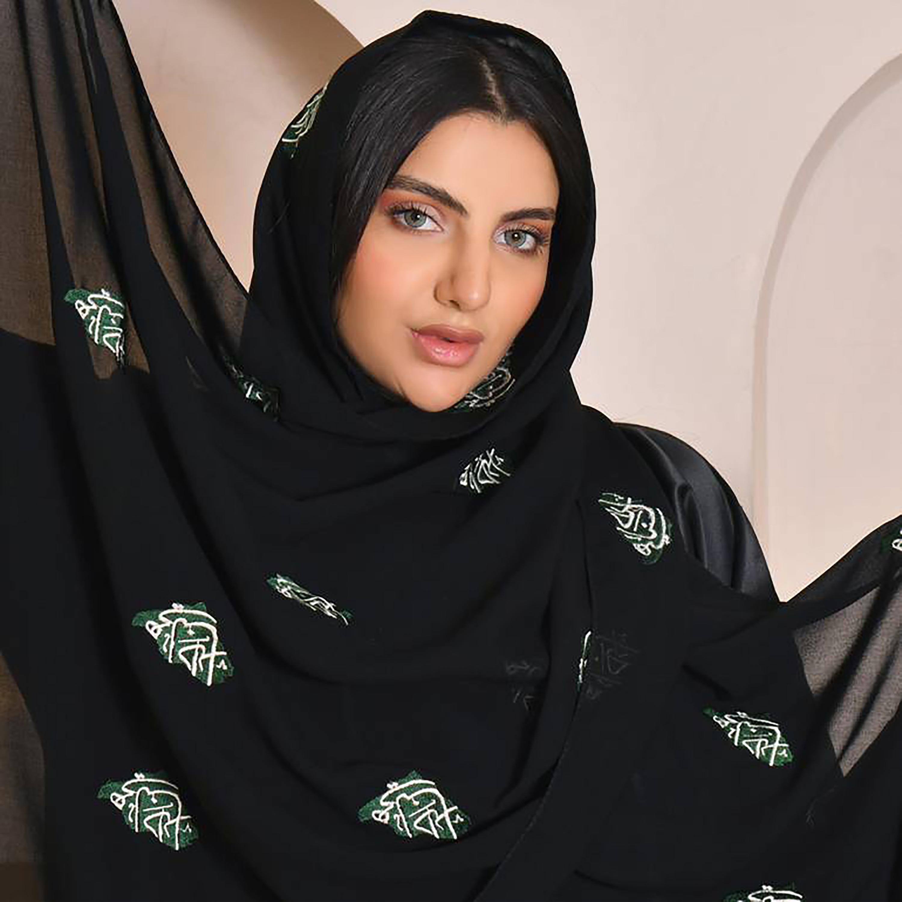 Hawraa Black Embroidered Crepe Hijab-women-arabicclothing-headscarf-hijab-image-1