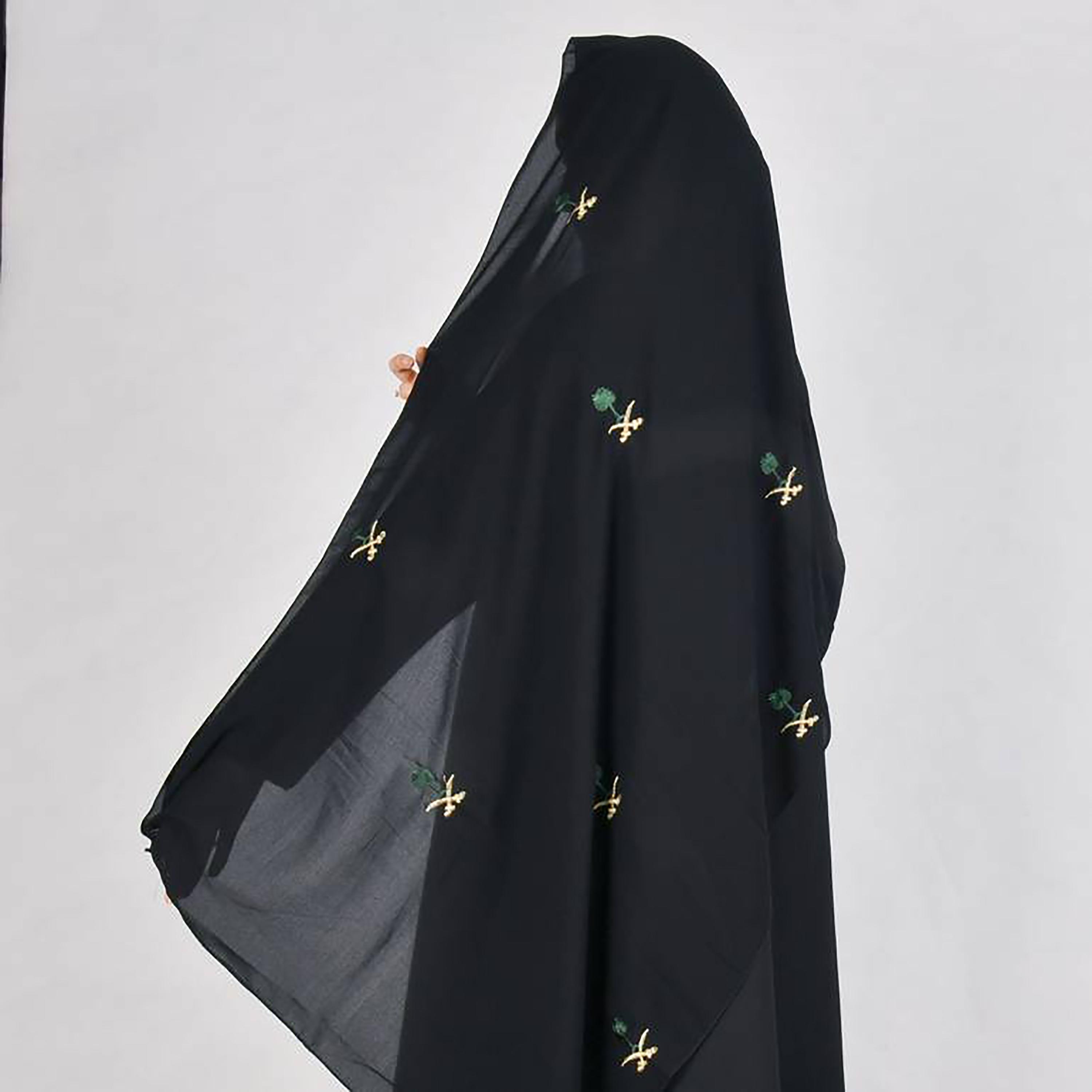 Hawraa Black Embroidered Satin Hijab-women-arabicclothing-headscarf-hijab-image-3