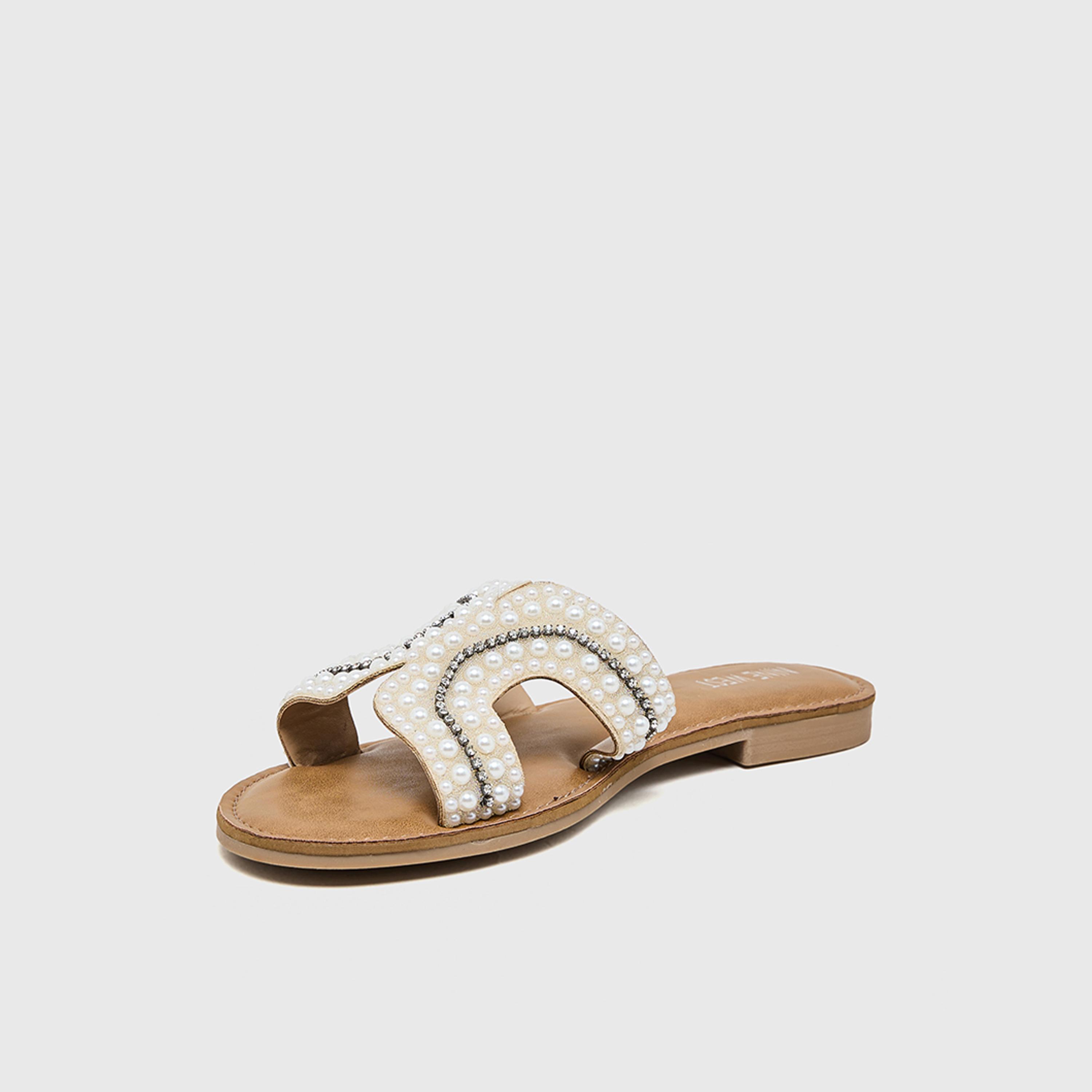 ناين ويست - صندل نسائي مسطح سهل الارتداء | SF63001-women-shoes-sandals-flats-image-1