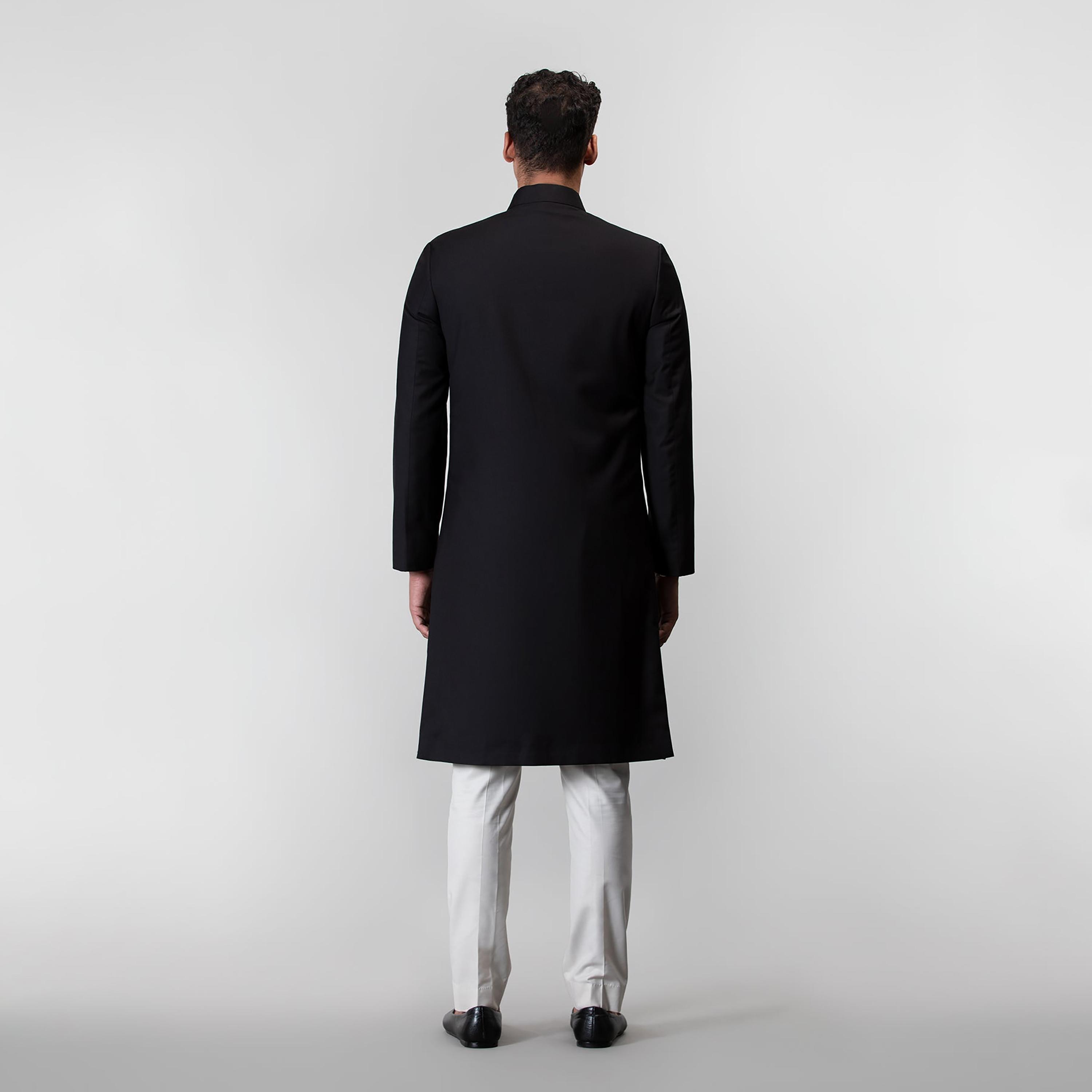 Suigarh Black Plain Festive Sherwani Set-men-clothing-ethnicwear-sherwani-image-3