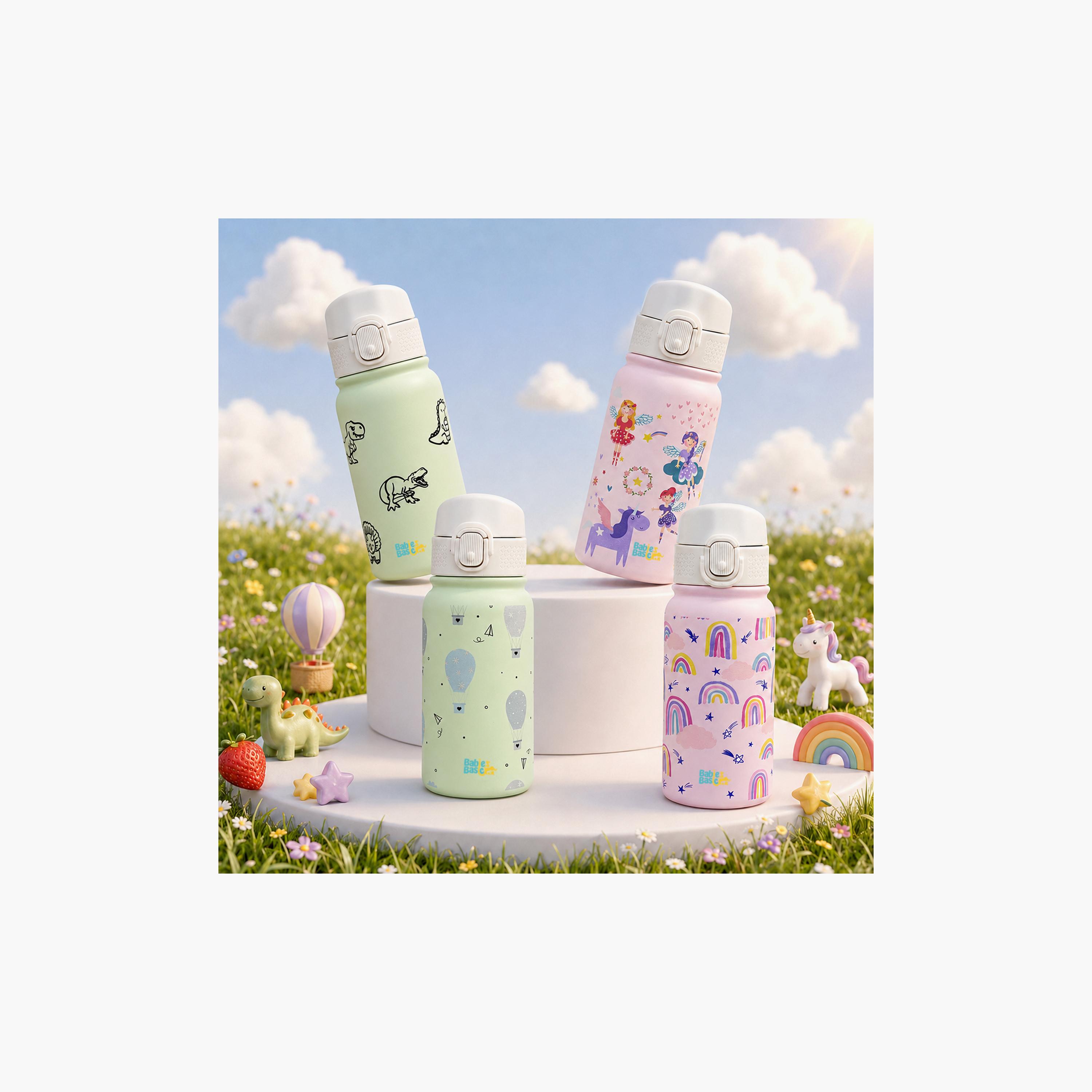 Babies Basic Princess Insulated SS Water Bottle with Flip Straw Spout & Straw Cleaner - 350 ml-school-waterbottles-image-6