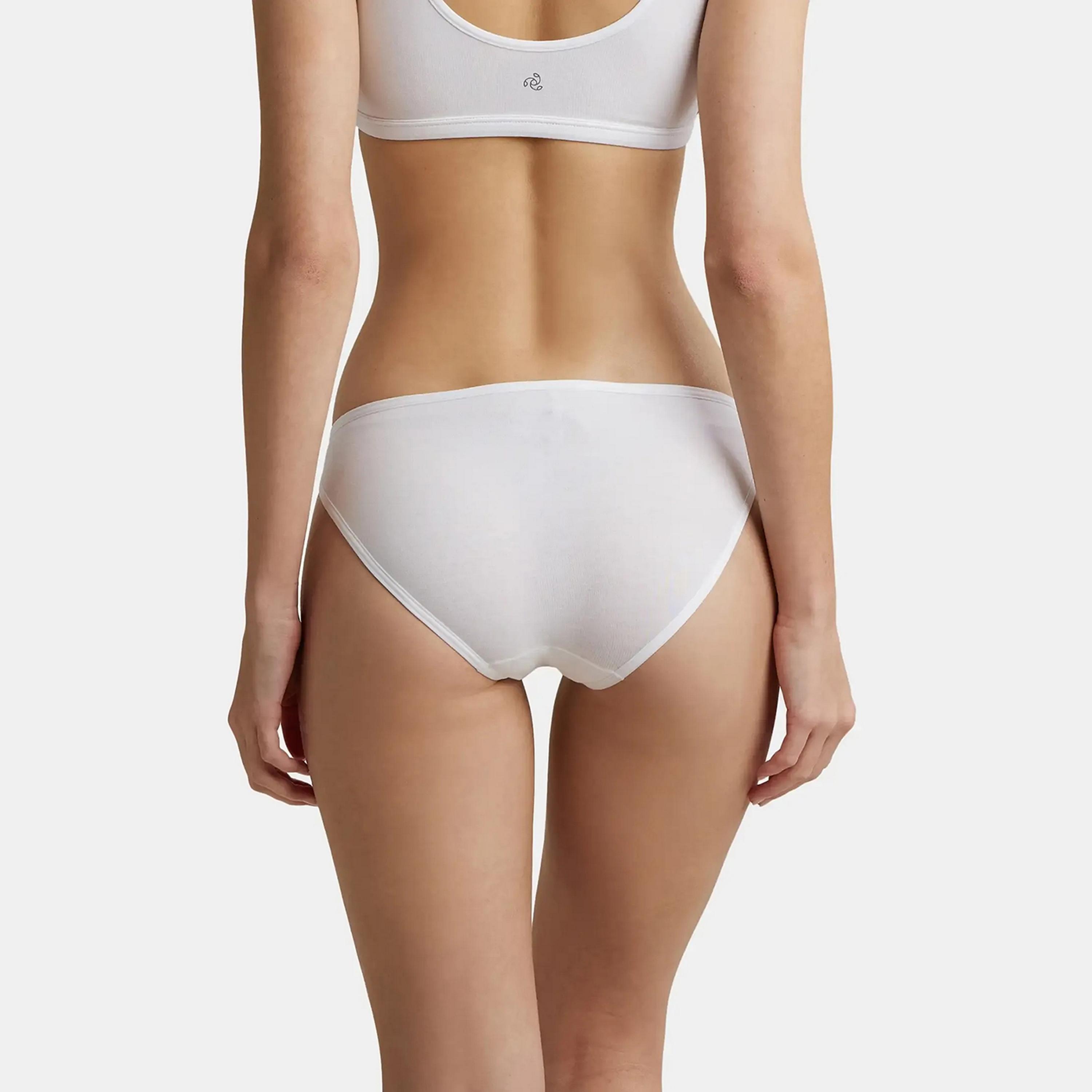 Jockey White Signature Stretch Plain Women's Briefs Panty-women-clothing-lingerie-panties-image-2