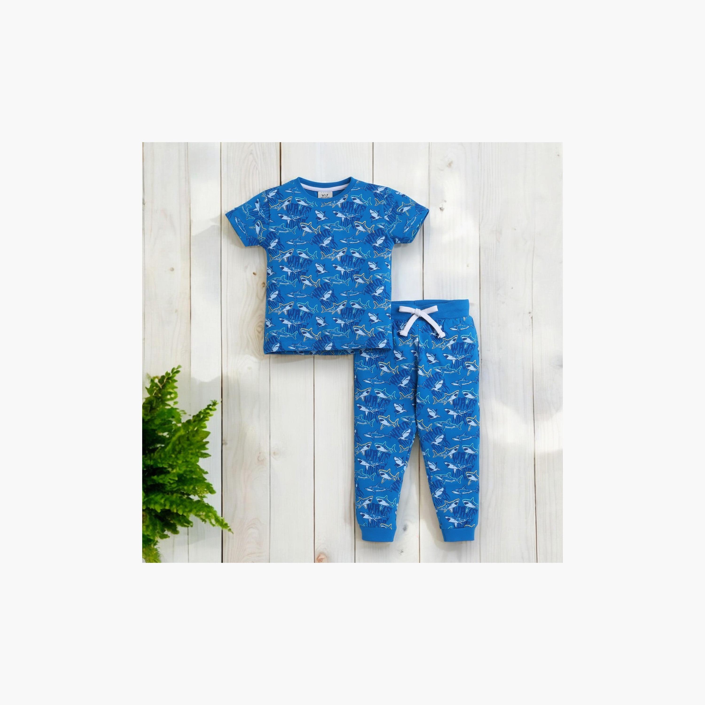 Victor and Jane 2-Piece Printed Short Sleeves T-Shirt with Joggers-boys-clothing-nightwear-image-5