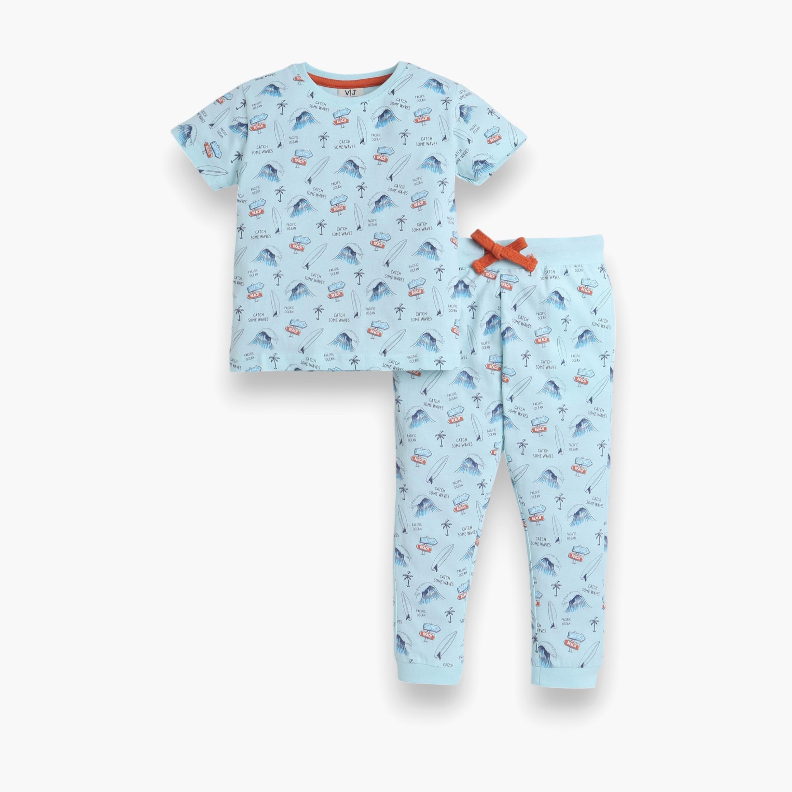 Victor and Jane 2-Piece Printed Short Sleeves T-Shirt with Joggers-boys-clothing-nightwear-image-1