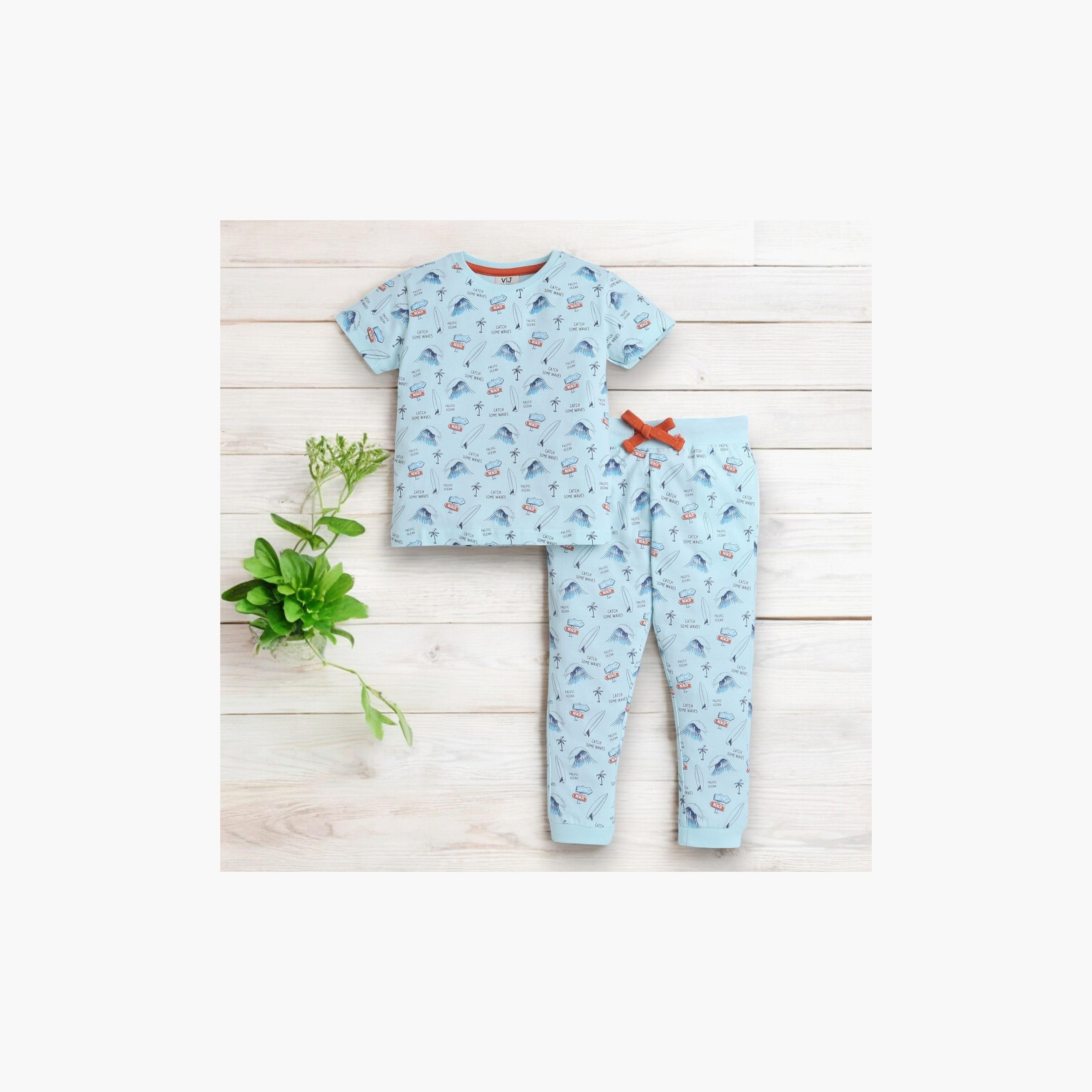 Victor and Jane 2-Piece Printed Short Sleeves T-Shirt with Joggers-boys-clothing-nightwear-image-5