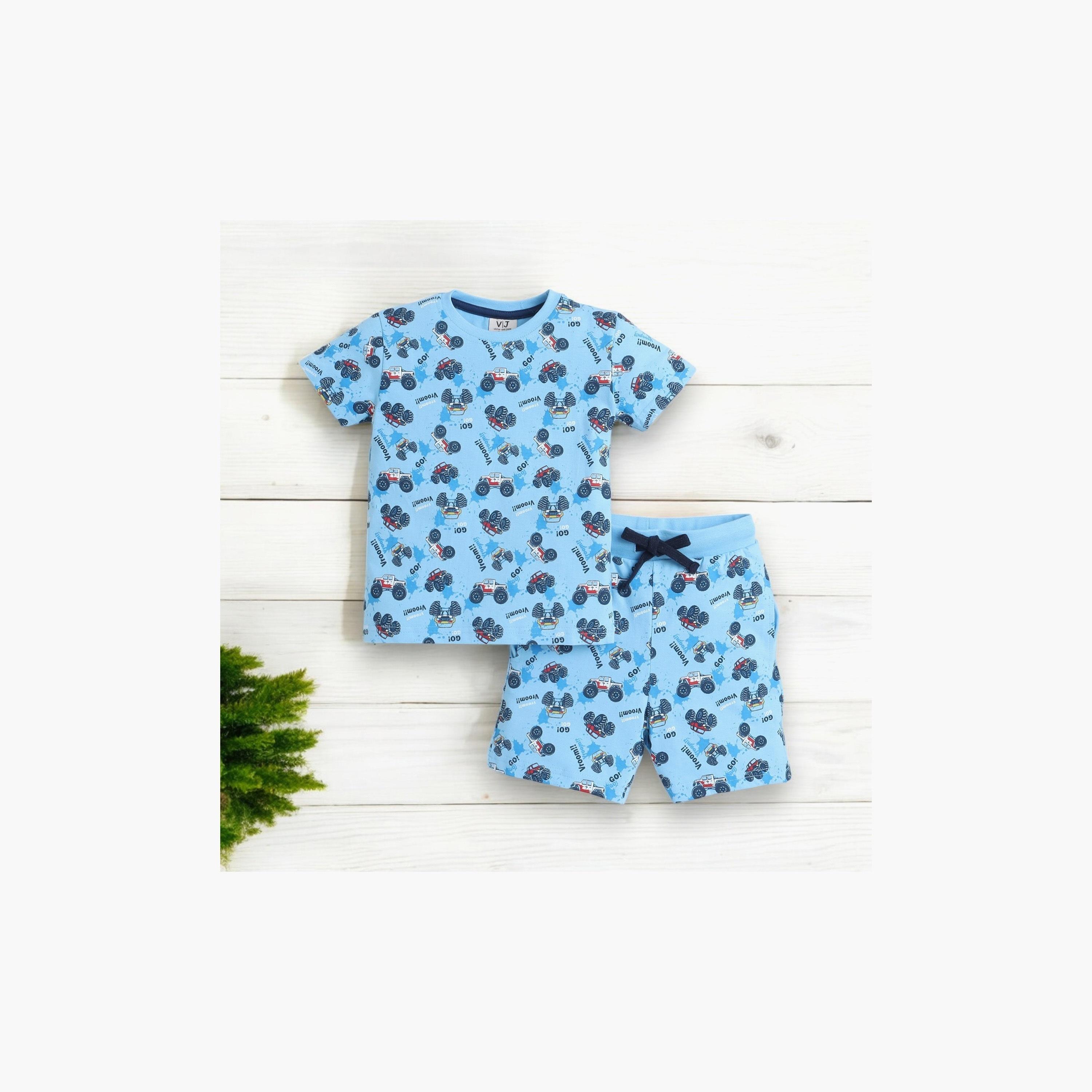 Victor and Jane 2-Piece Printed Short Sleeves T-Shirt with Shorts-boys-clothing-nightwear-image-5
