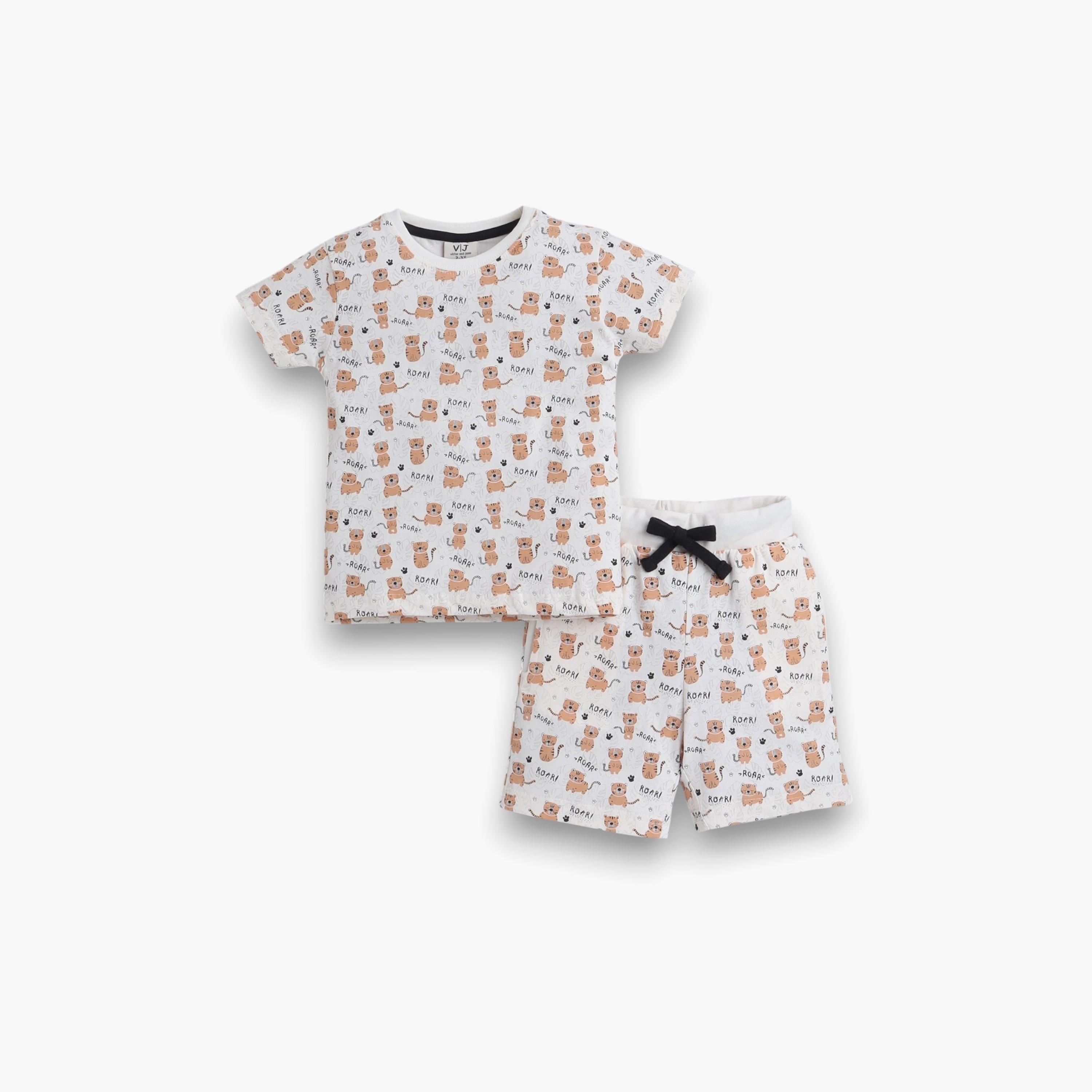 Victor and Jane 2-Piece Printed Short Sleeves T-Shirt with Shorts-boys-clothing-nightwear-image-1