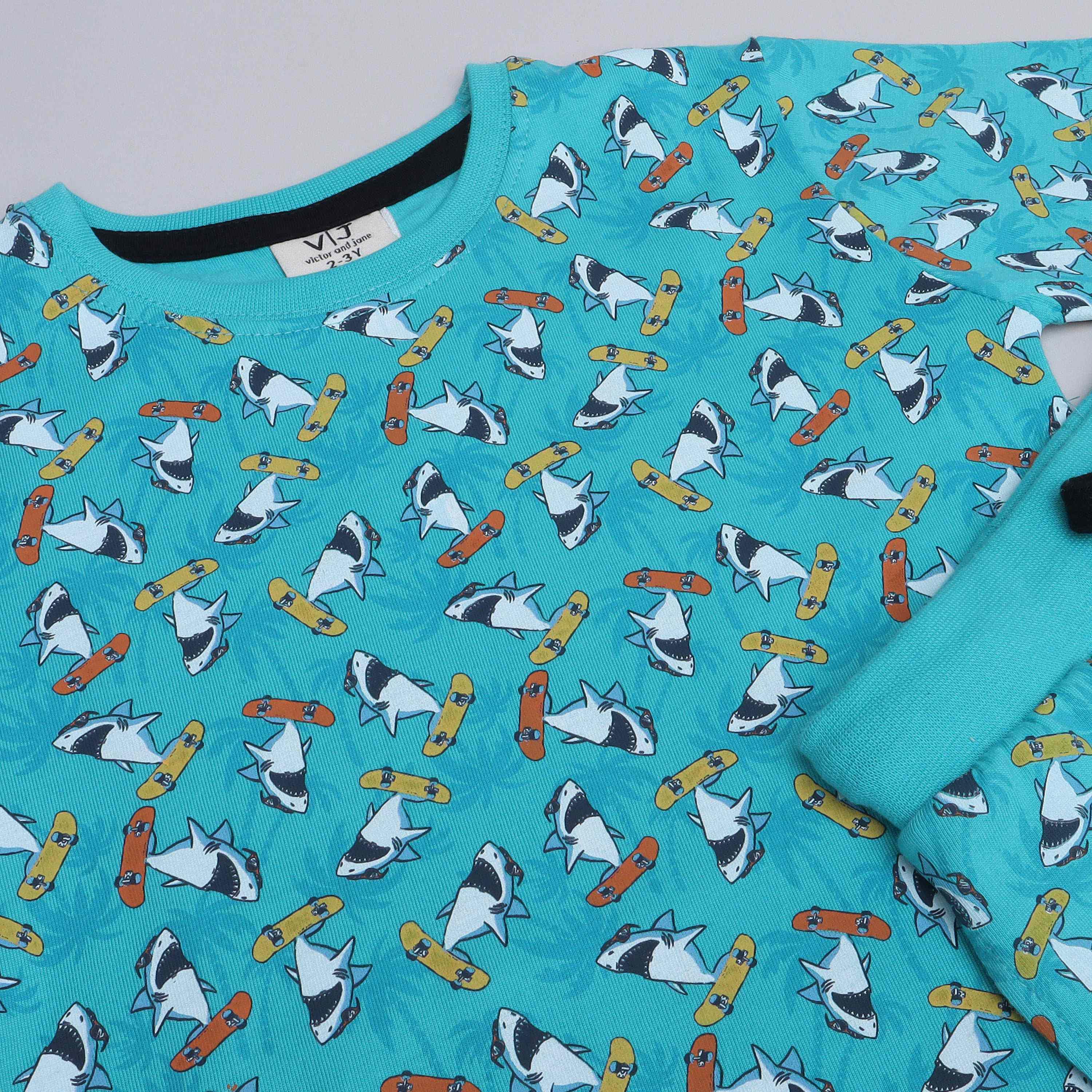 Victor and Jane 2-Piece Printed Short Sleeves T-Shirt with Shorts-boys-clothing-nightwear-image-2