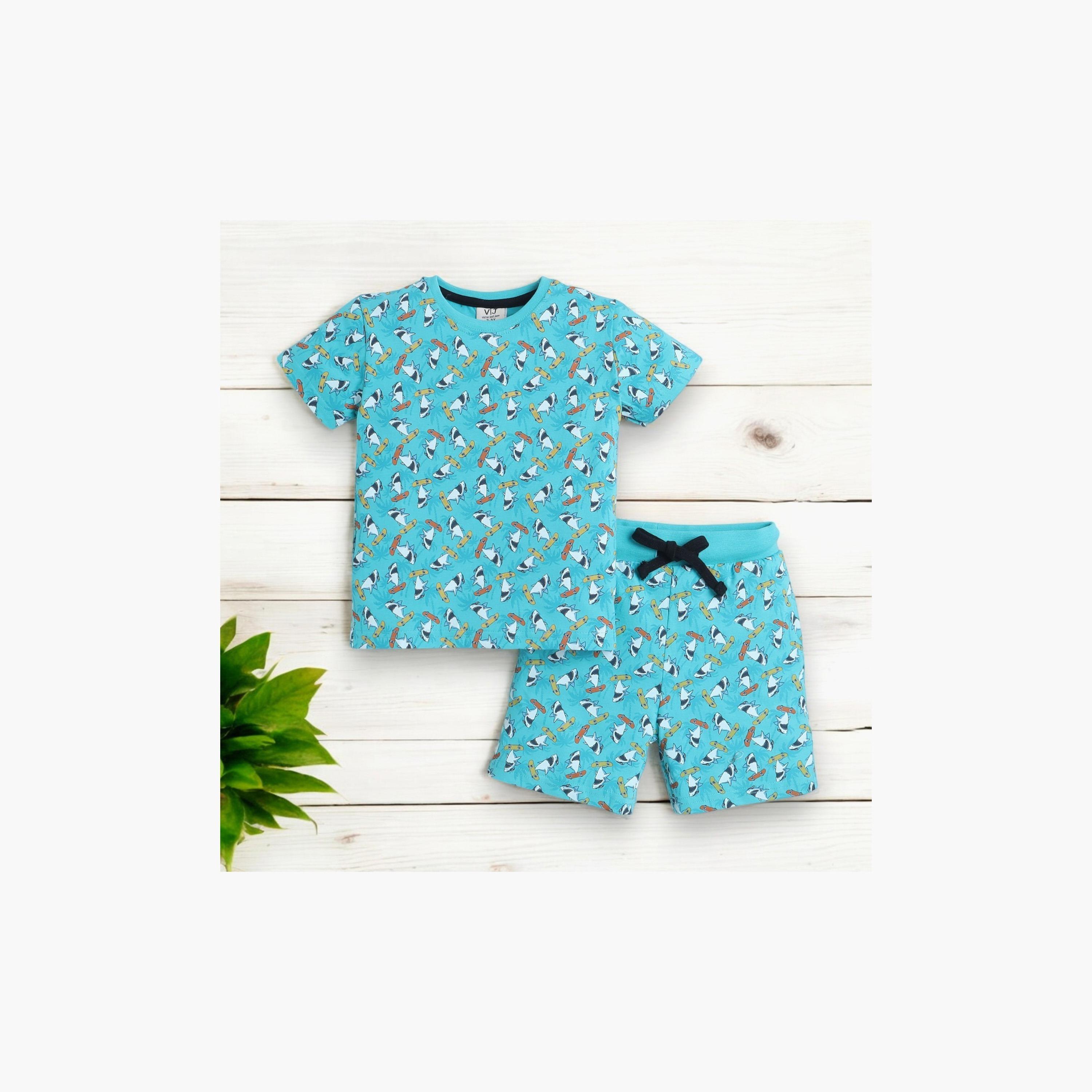 Victor and Jane 2-Piece Printed Short Sleeves T-Shirt with Shorts-boys-clothing-nightwear-image-5