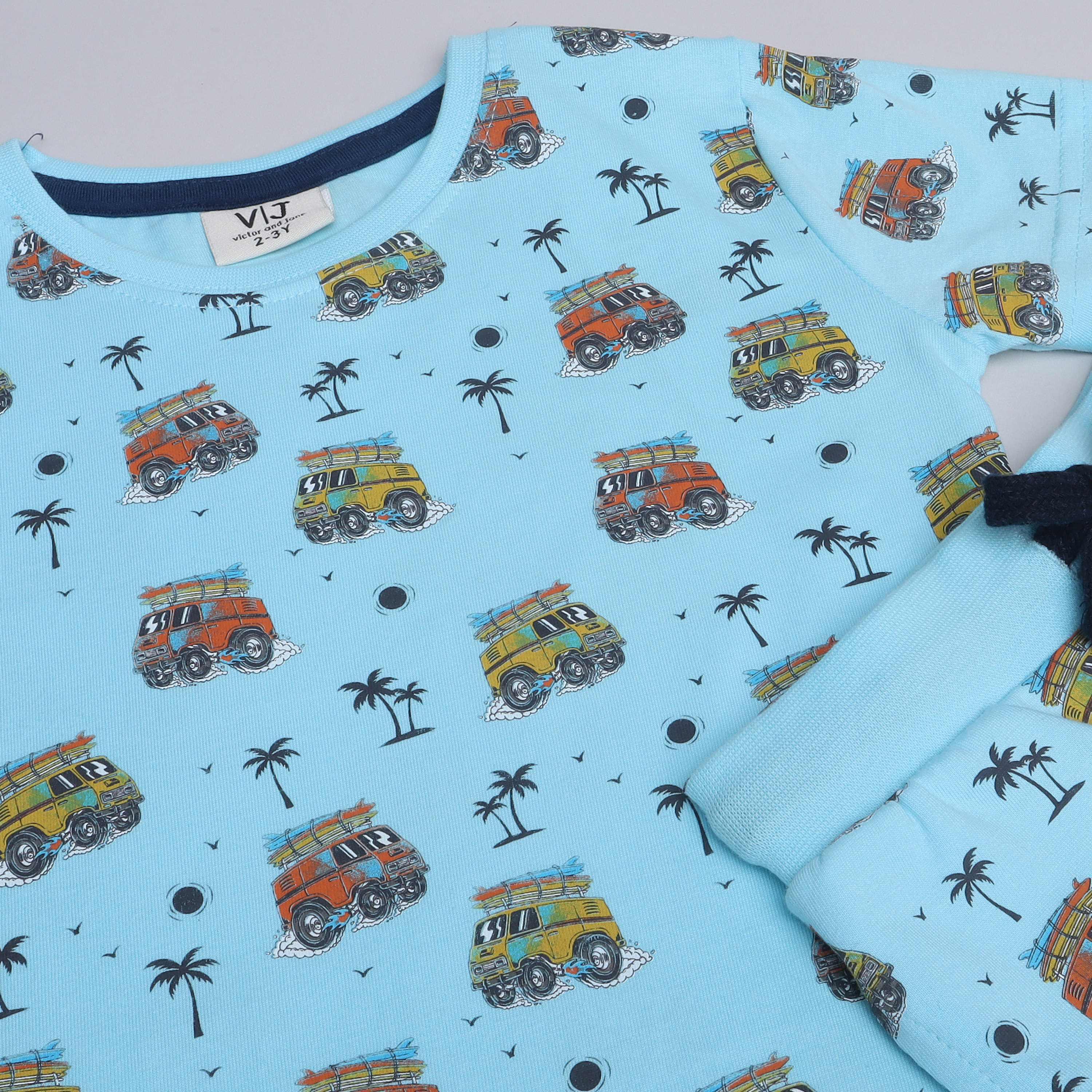 تي شيرت مطبوع بأكمام قصيرة مكون من قطعتين مع شورت من فيكتور اند جين-boys-clothing-nightwear-image-2