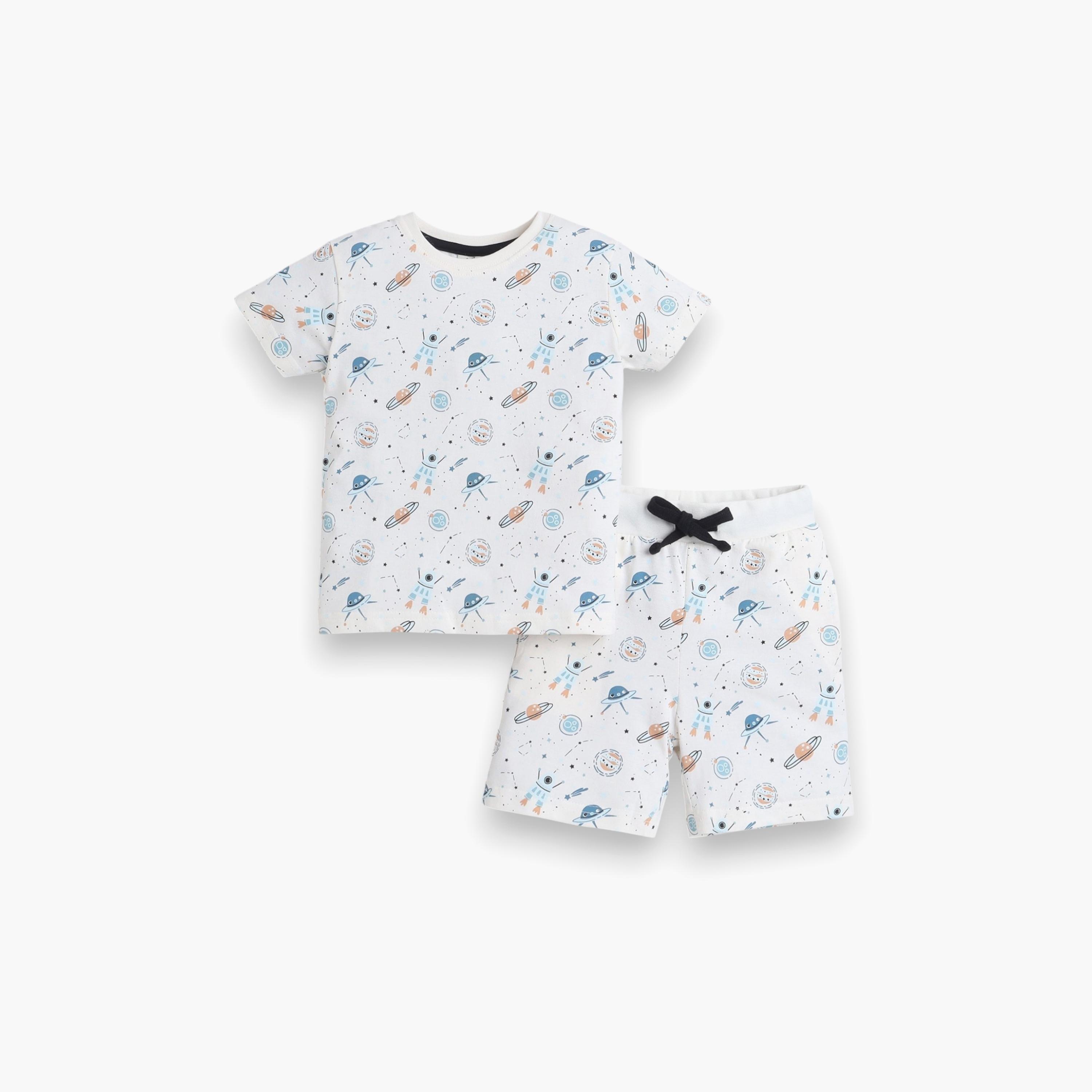 Victor and Jane 2-Piece Printed Short Sleeves T-Shirt with Shorts-boys-clothing-nightwear-image-1