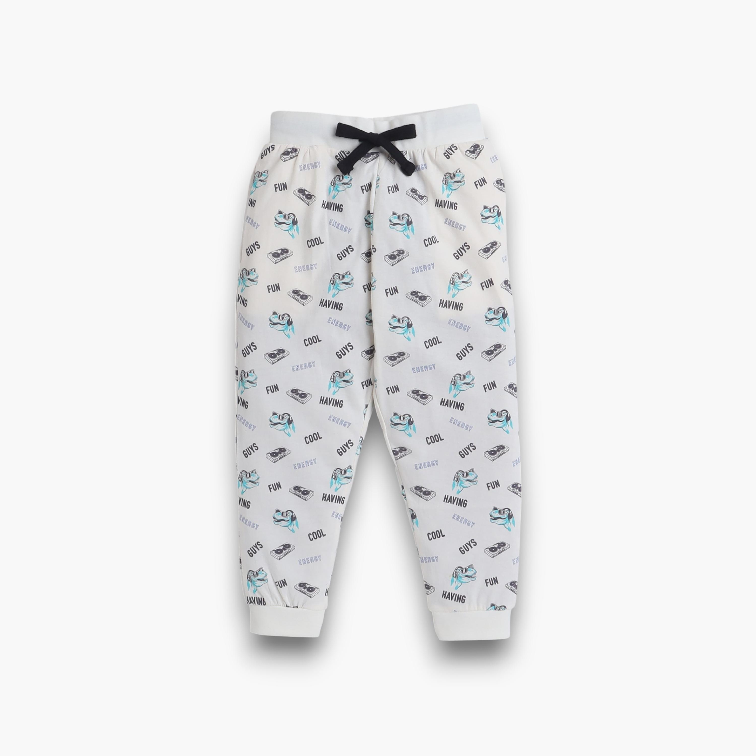 تي شيرت مطبوع بأكمام قصيرة مكون من قطعتين مع بنطال رياضي من فيكتور اند جين-boys-clothing-nightwear-image-3