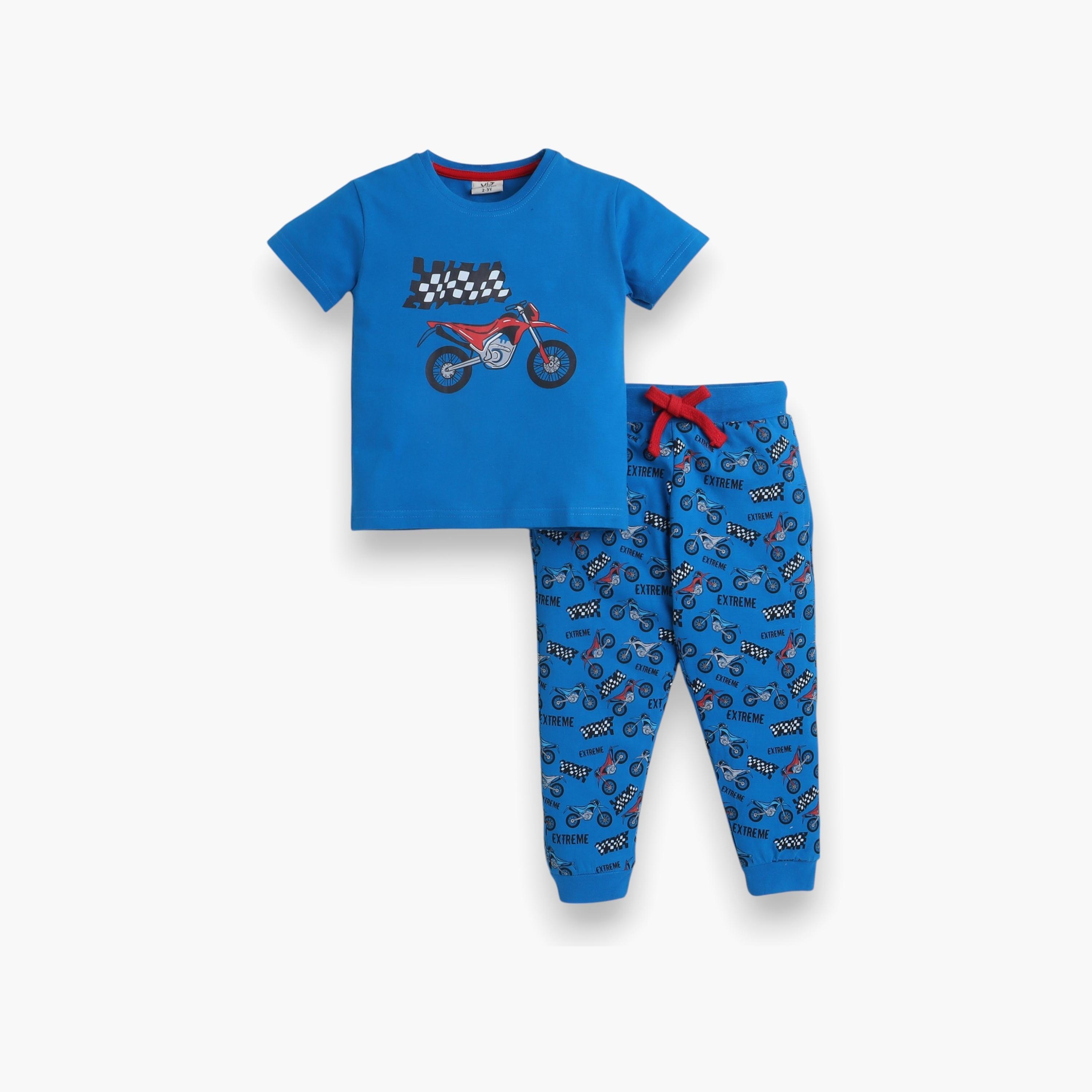 Victor and Jane 2-Piece Printed Short Sleeves T-Shirt with Joggers-boys-clothing-nightwear-image-1
