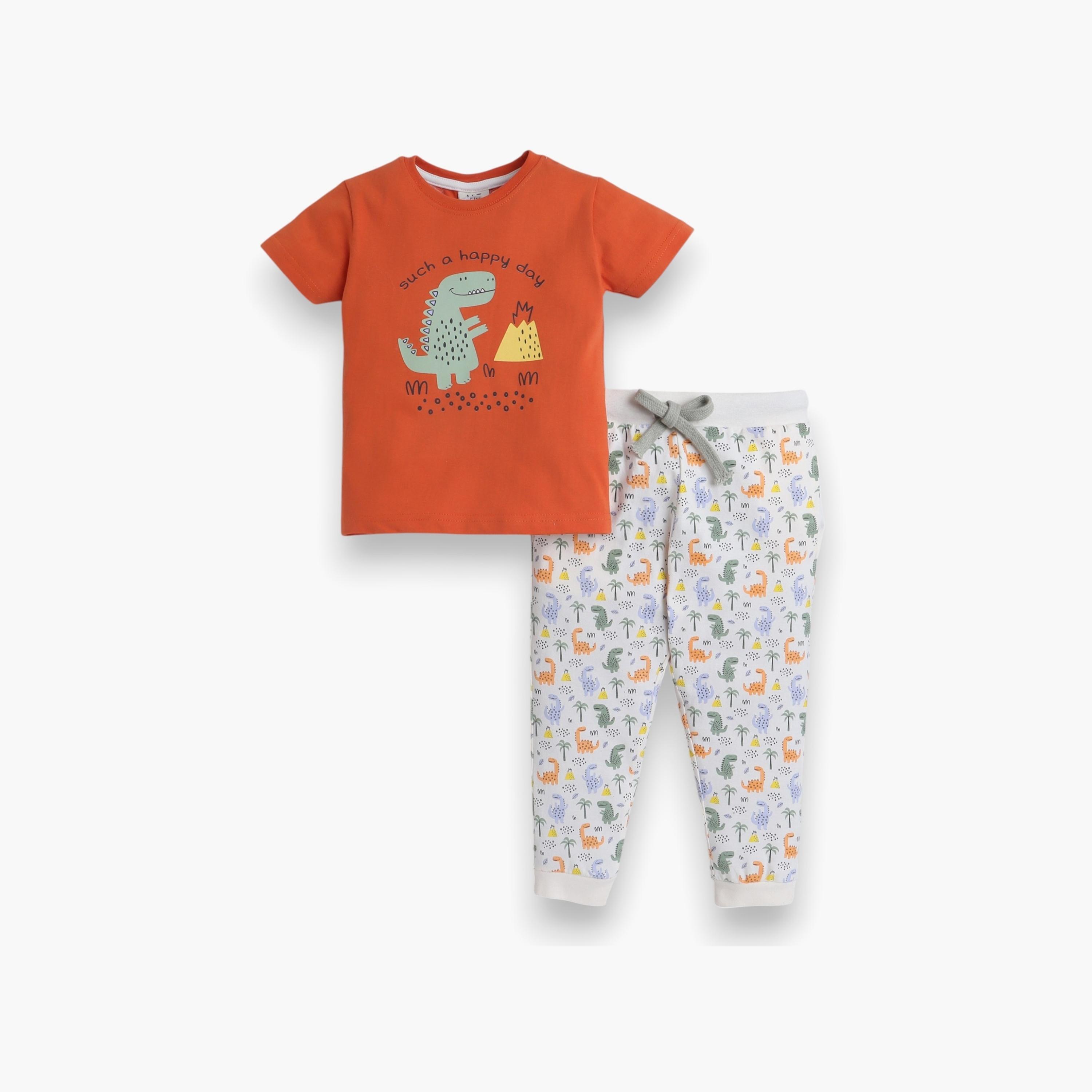 Victor and Jane 2-Piece Printed Short Sleeves T-Shirt with Joggers-boys-clothing-nightwear-image-1