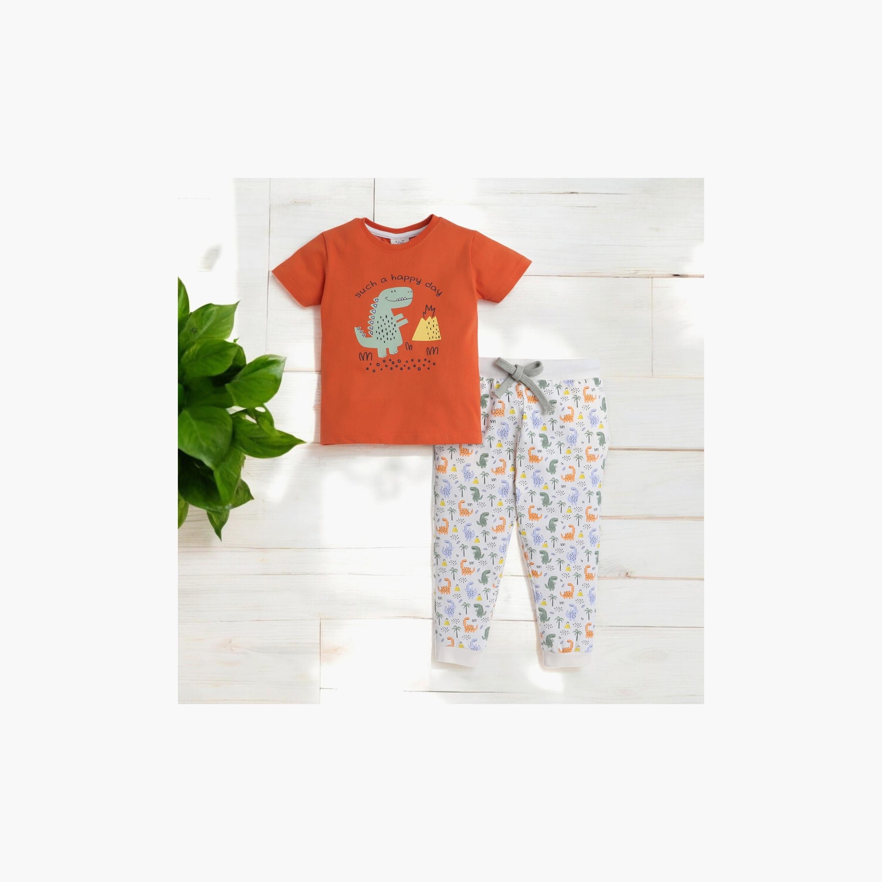 Victor and Jane 2-Piece Printed Short Sleeves T-Shirt with Joggers-boys-clothing-nightwear-image-5