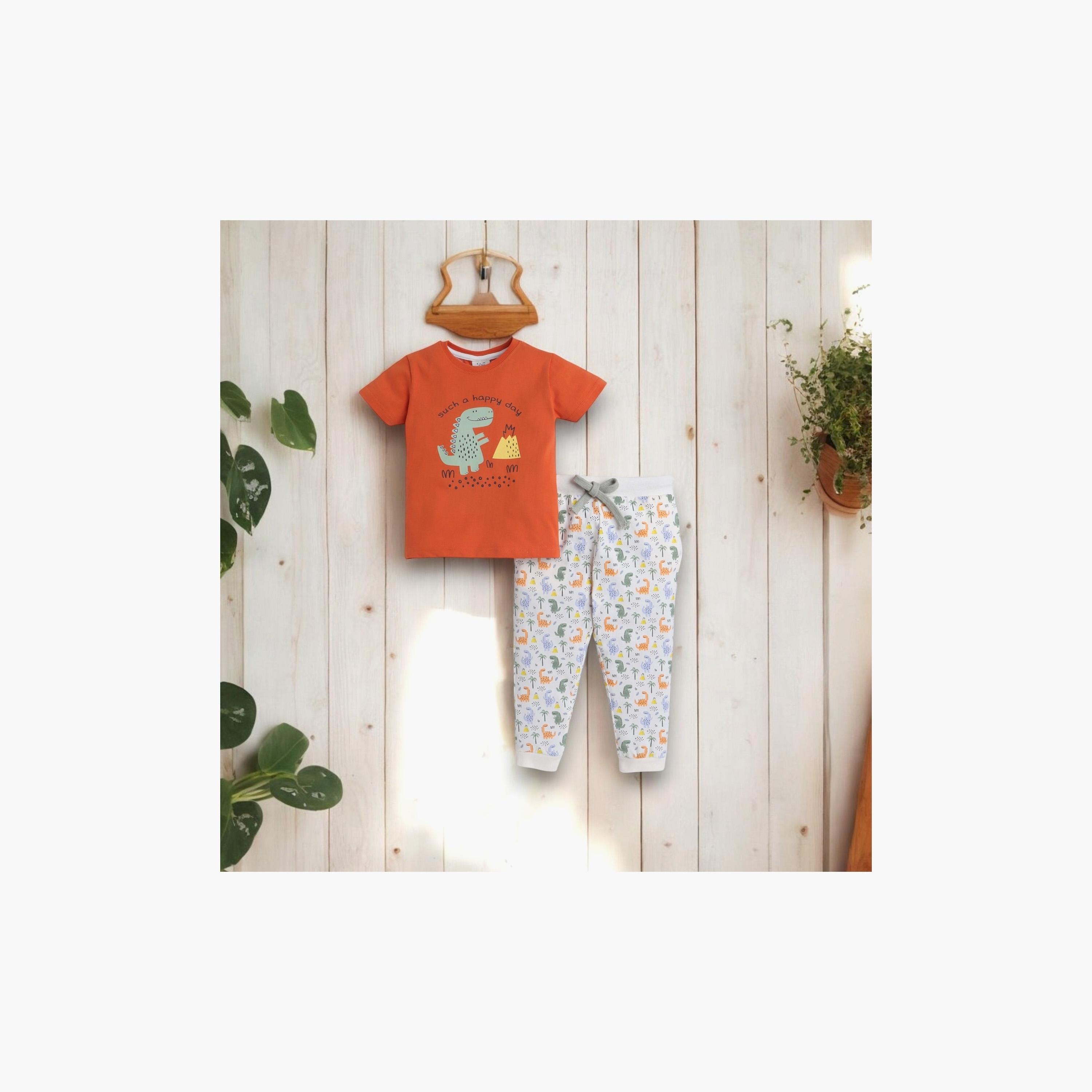 Victor and Jane 2-Piece Printed Short Sleeves T-Shirt with Joggers-boys-clothing-nightwear-image-6