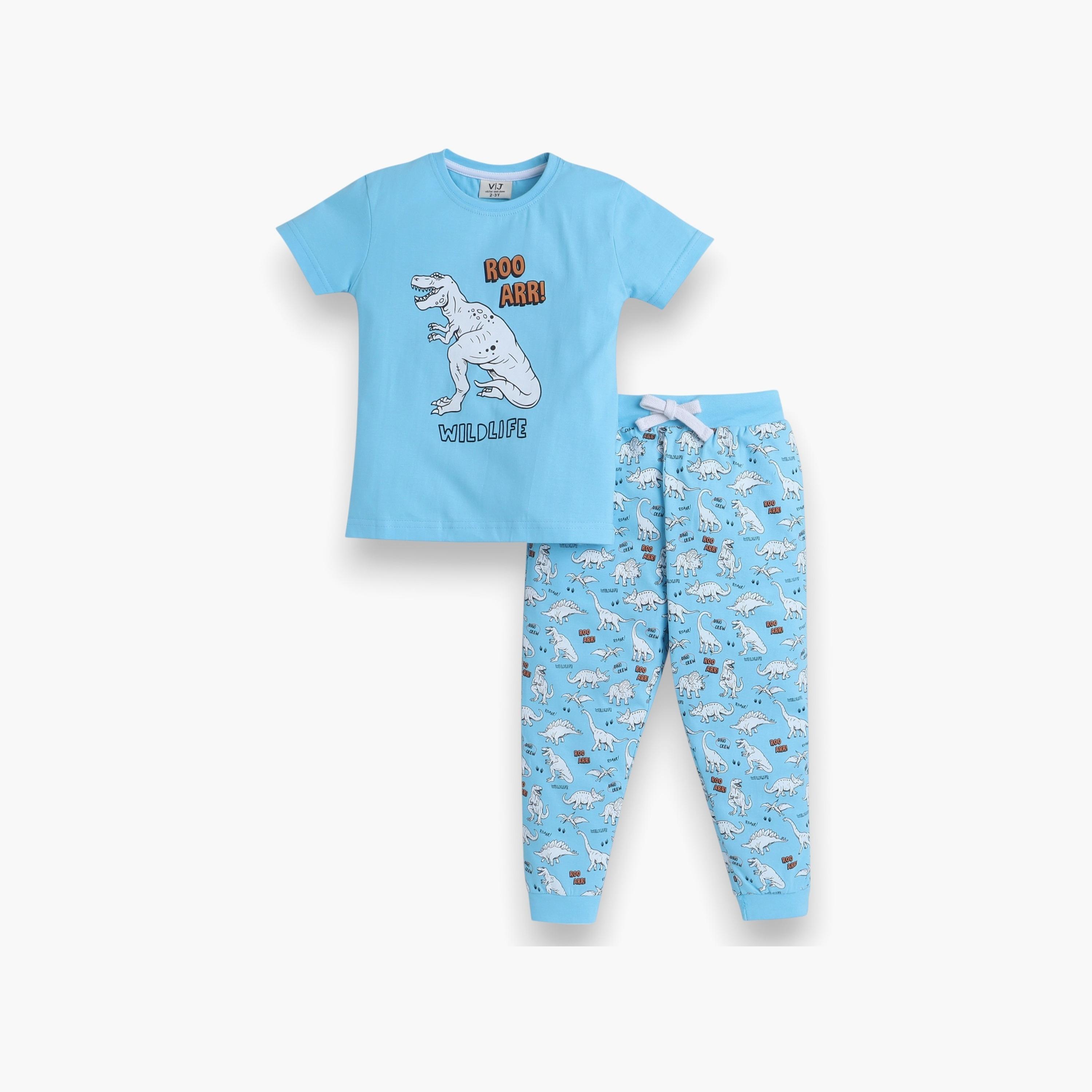 Victor and Jane 2-Piece Printed Short Sleeves T-Shirt with Joggers-boys-clothing-nightwear-image-1
