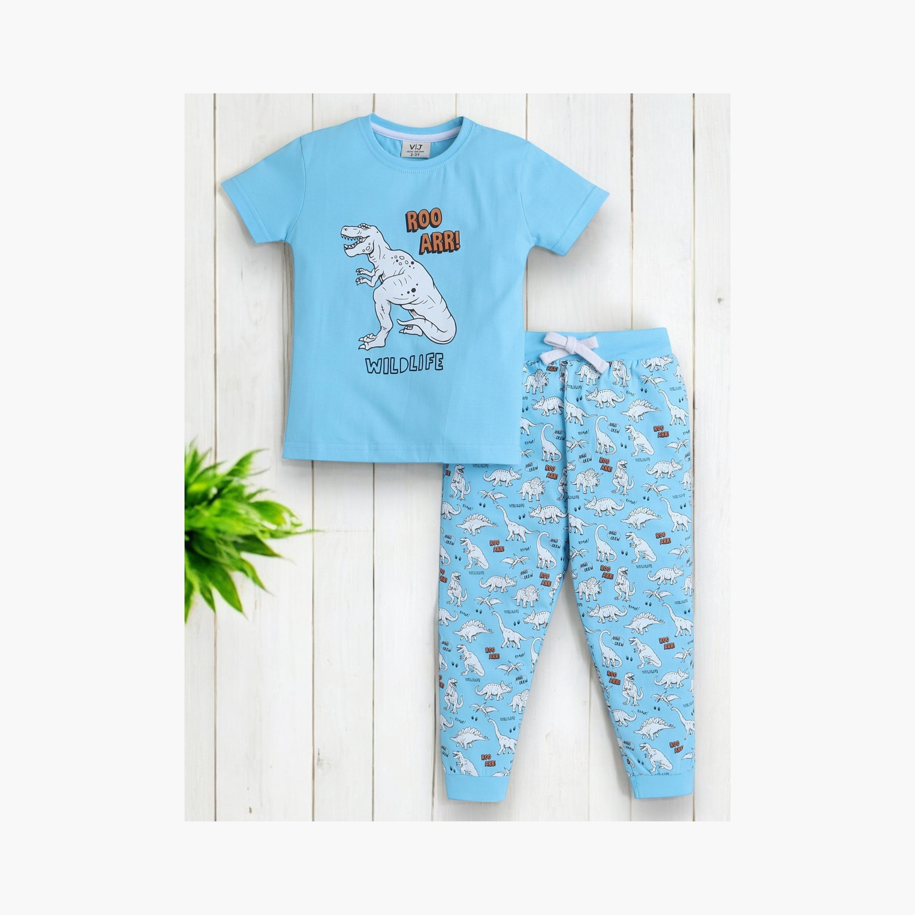 Victor and Jane 2-Piece Printed Short Sleeves T-Shirt with Joggers-boys-clothing-nightwear-image-5
