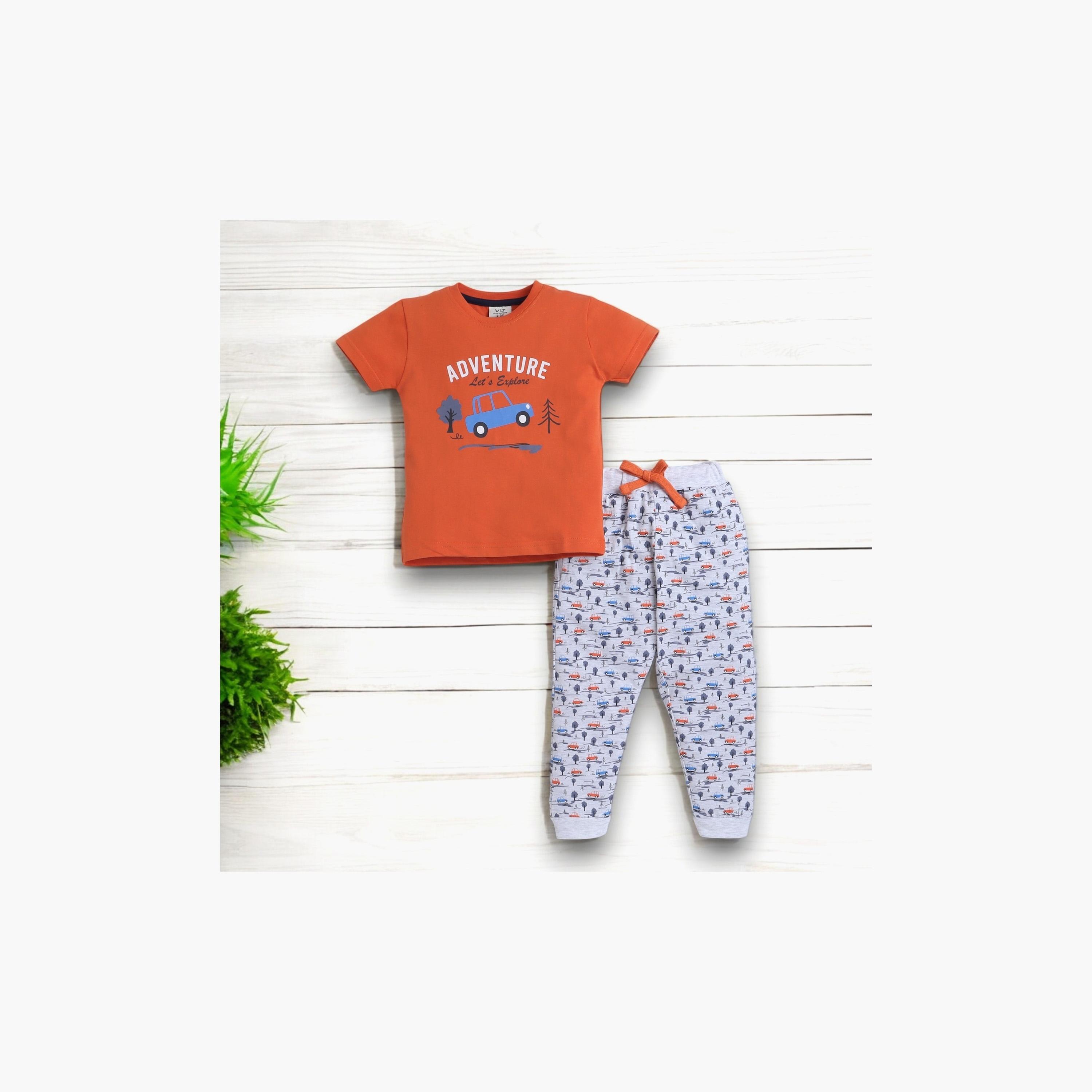 Victor and Jane 2-Piece Printed Short Sleeves T-Shirt with Joggers-boys-clothing-nightwear-image-5