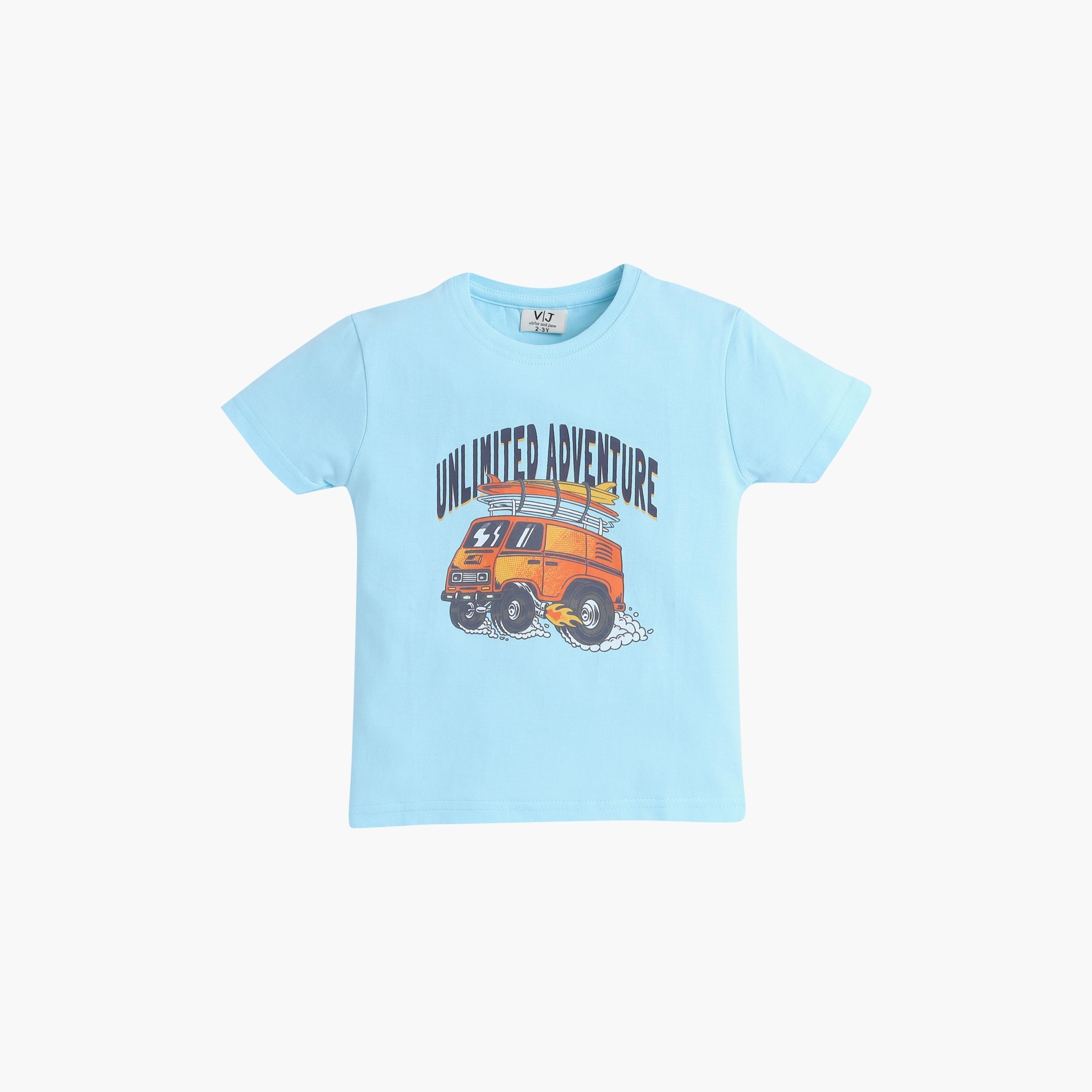 تي شيرت مطبوع بأكمام قصيرة مكون من قطعتين مع بنطال رياضي من فيكتور اند جين-boys-clothing-nightwear-image-2