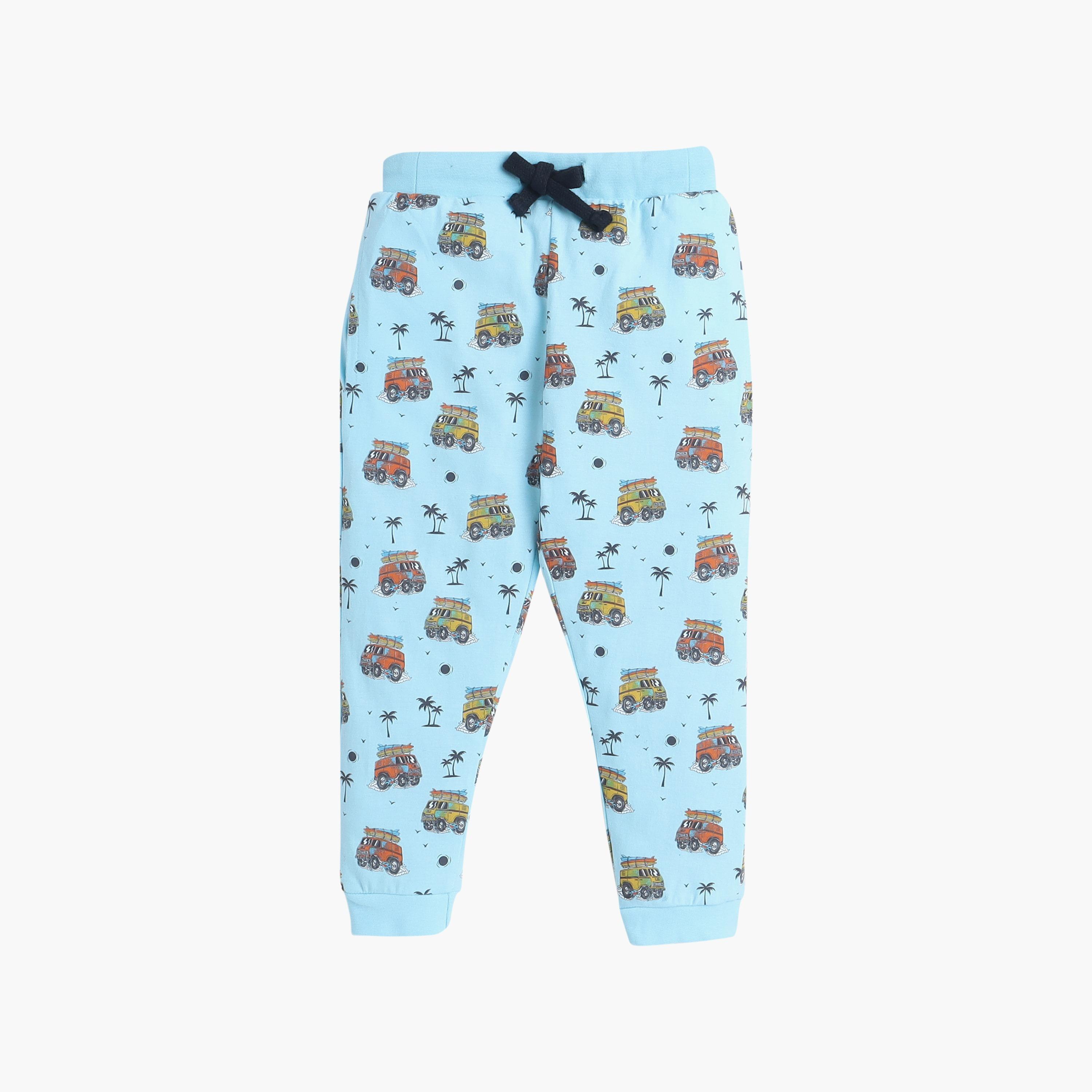 تي شيرت مطبوع بأكمام قصيرة مكون من قطعتين مع بنطال رياضي من فيكتور اند جين-boys-clothing-nightwear-image-3