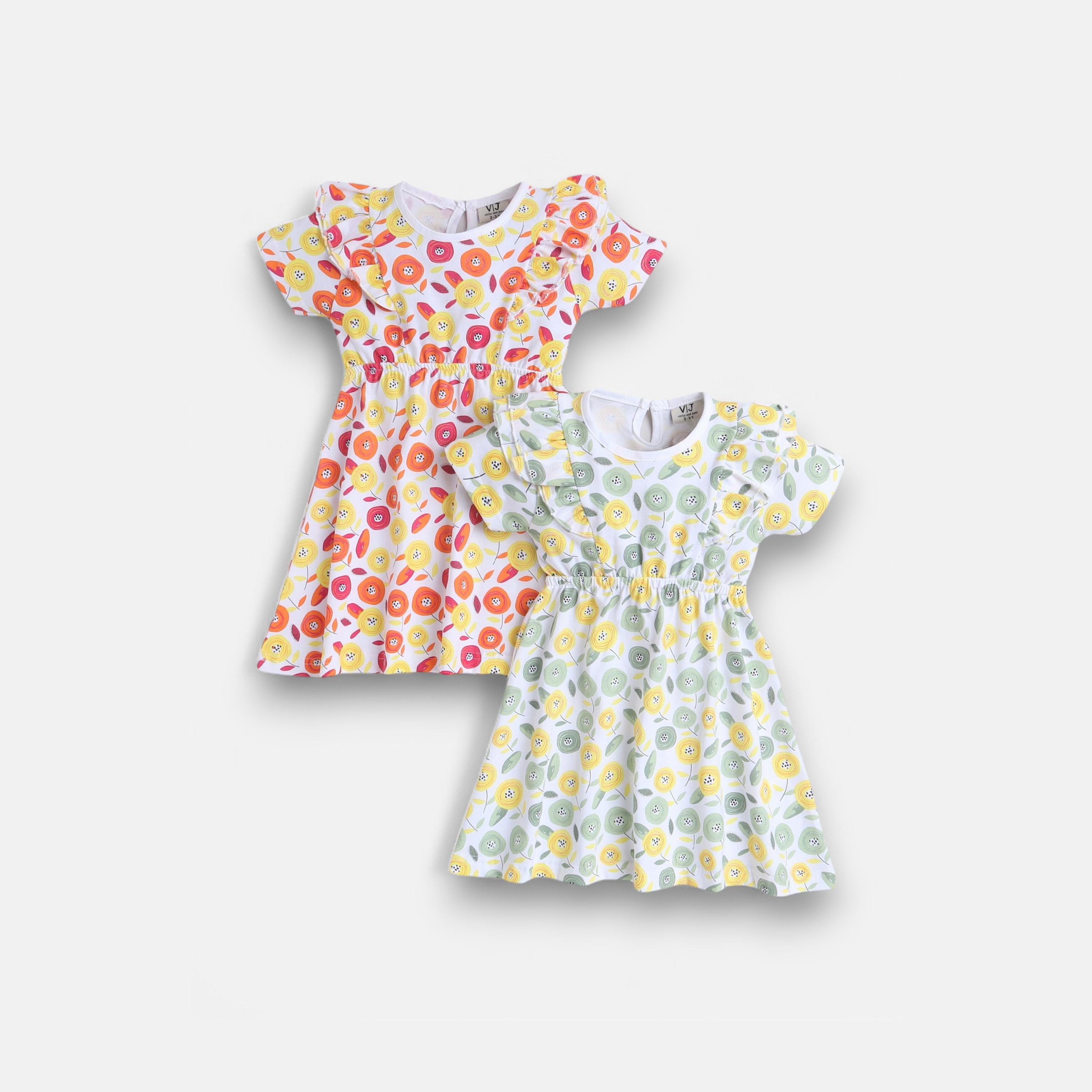 Victor and Jane 2-Piece Floral Printed Short Sleeves Dresses-girls-clothing-multipacks-image-1