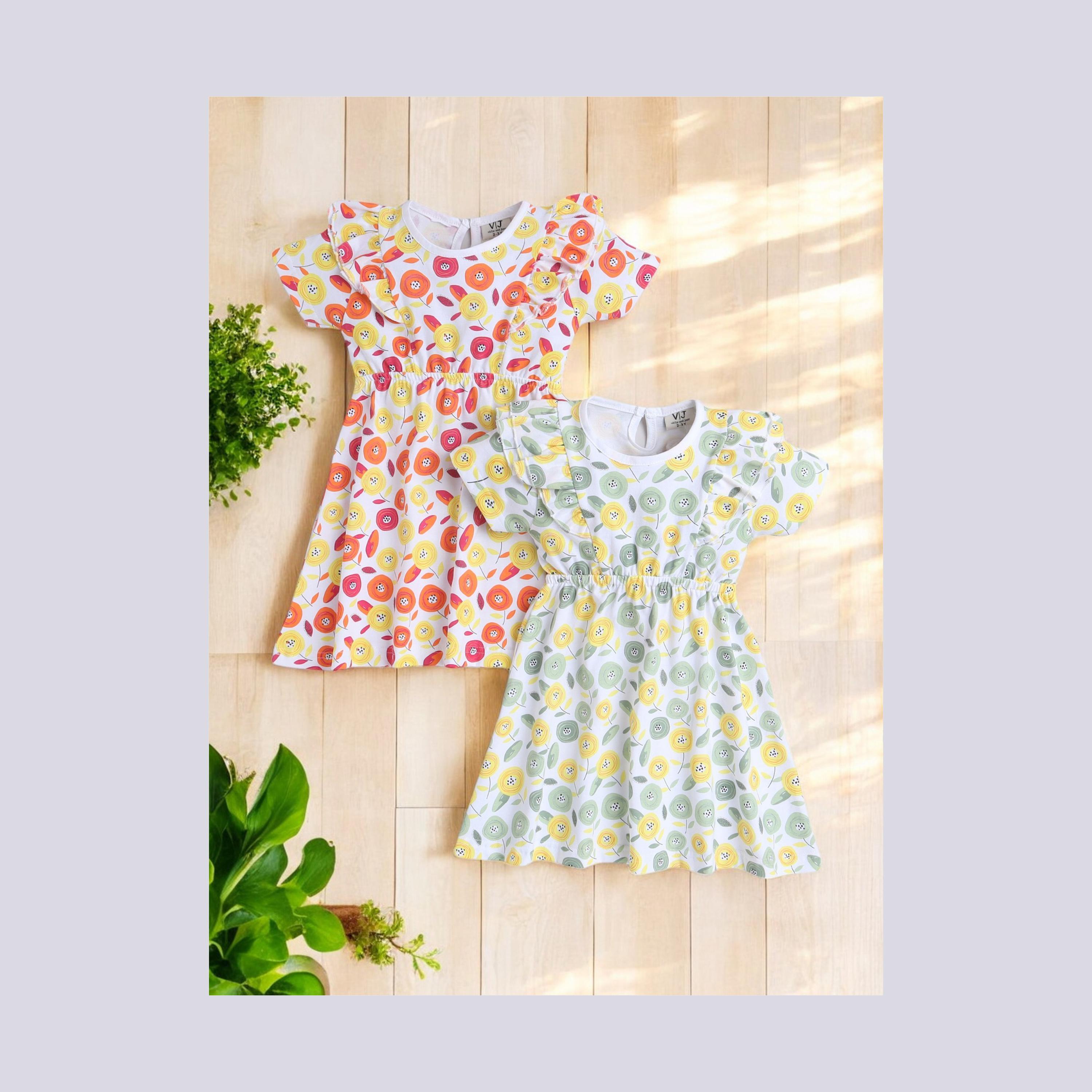 Victor and Jane 2-Piece Floral Printed Short Sleeves Dresses-girls-clothing-multipacks-image-6