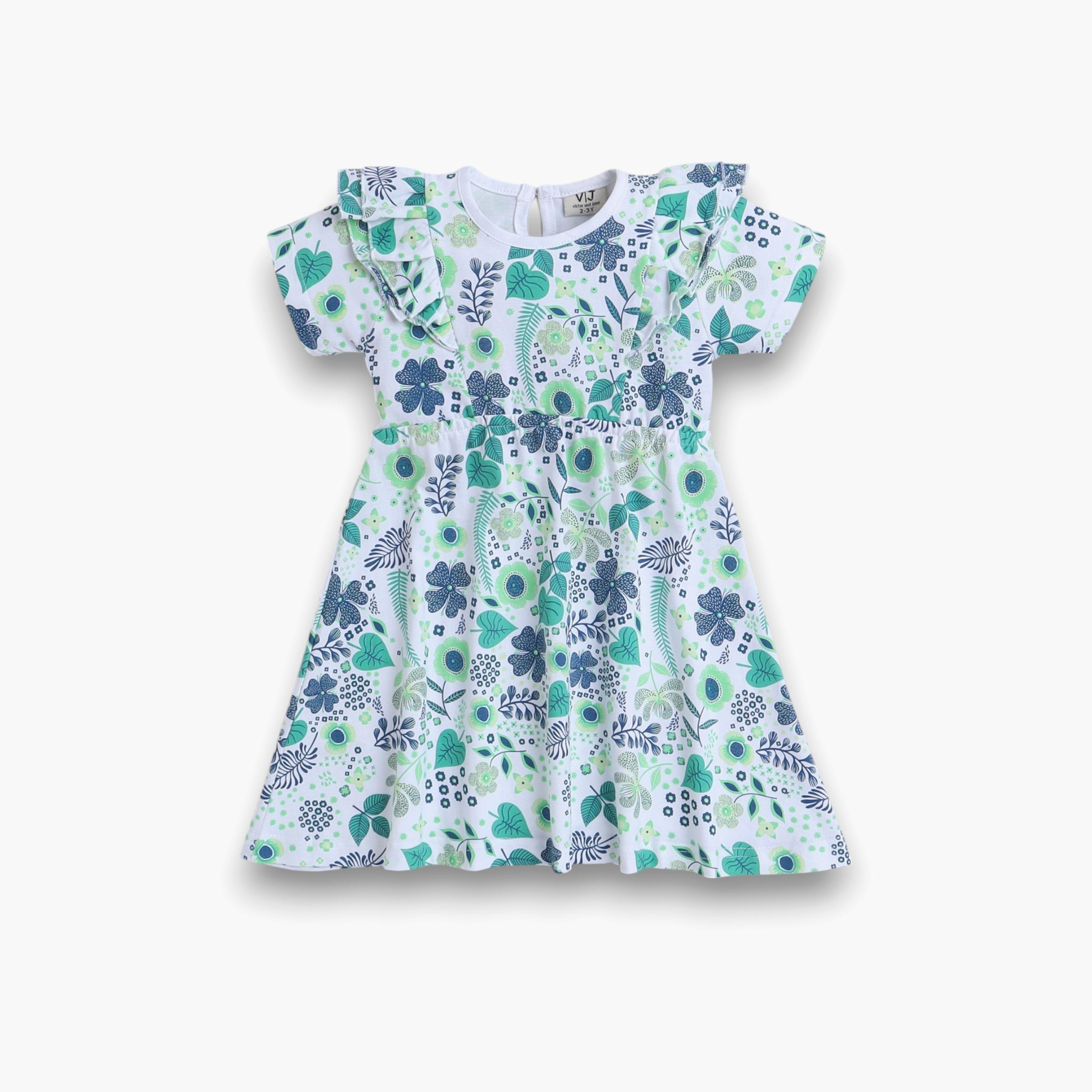 فستانان من قطعتين بطبعة زهور وأكمام قصيرة من فيكتور اند جين-girls-clothing-multipacks-image-3