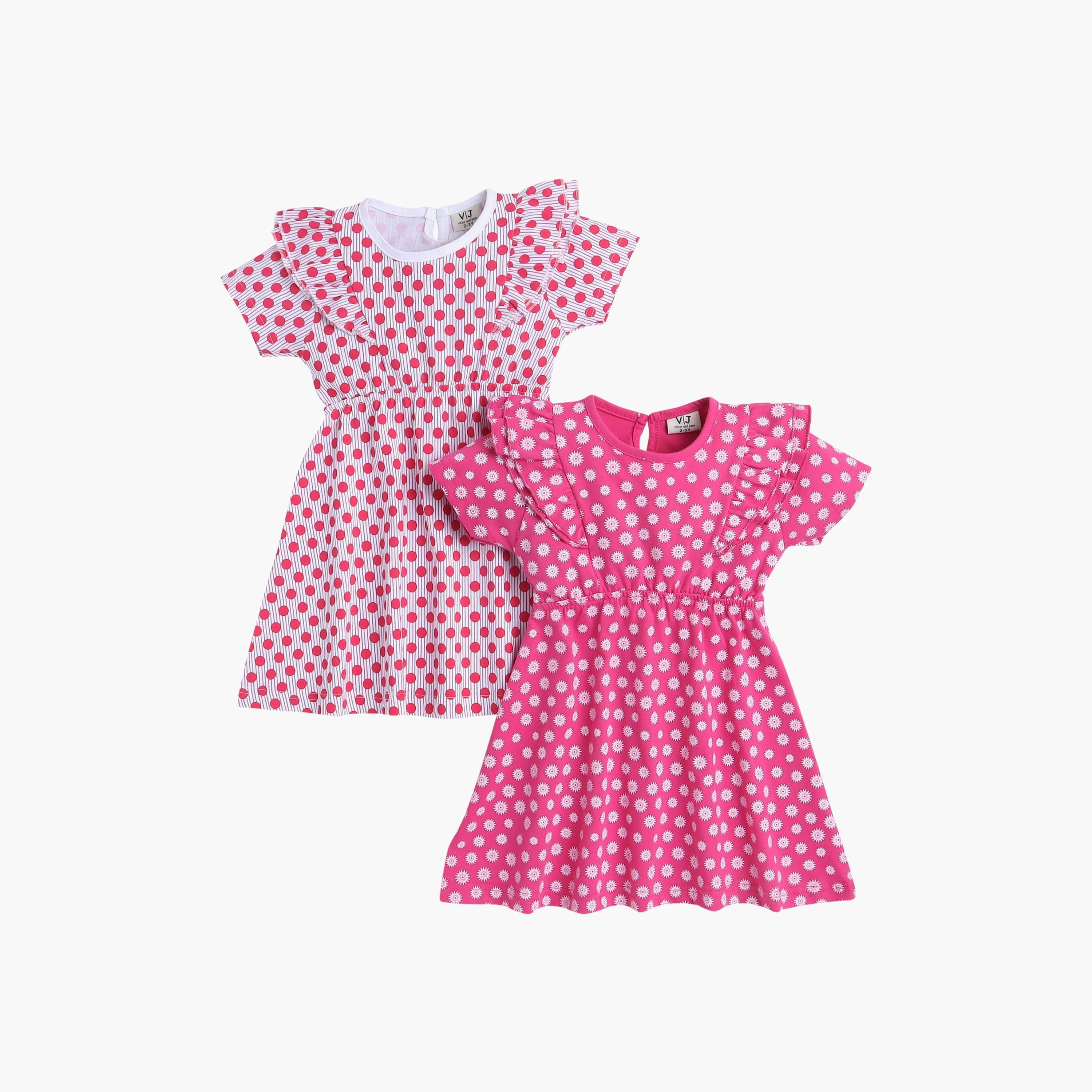 Victor and Jane 2-Piece Floral Printed Short Sleeves Dresses-girls-clothing-multipacks-image-1