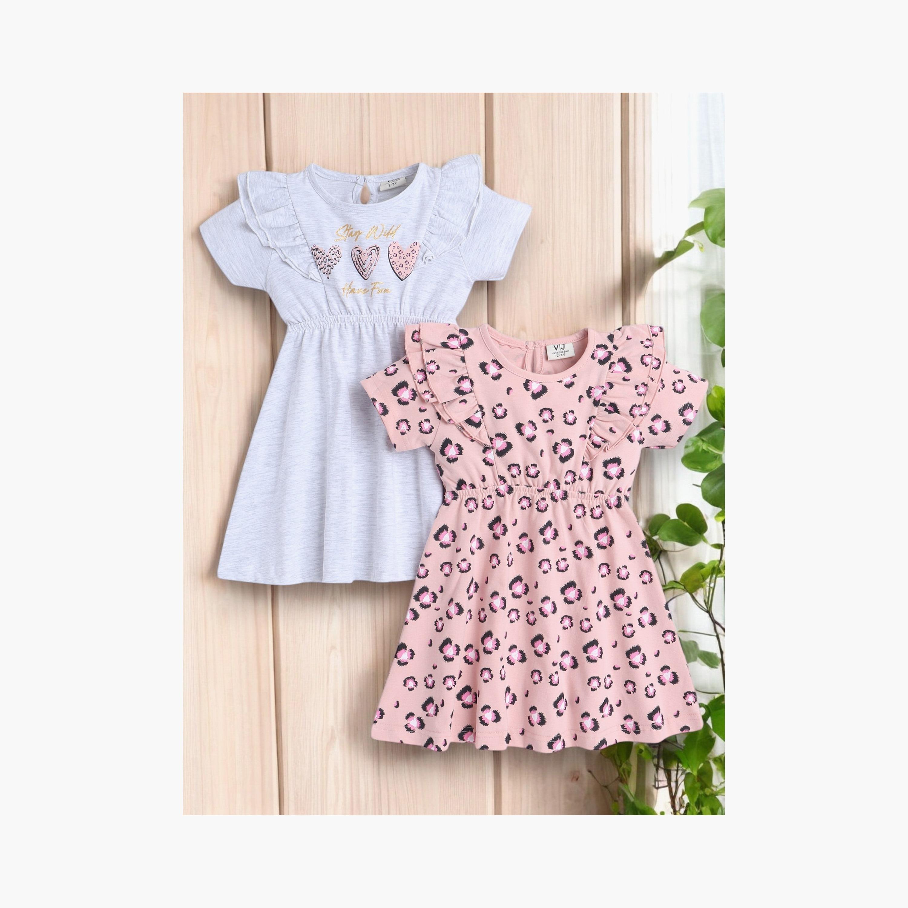 Victor and Jane 2-Piece Floral Printed Short Sleeves Dresses-girls-clothing-multipacks-image-9