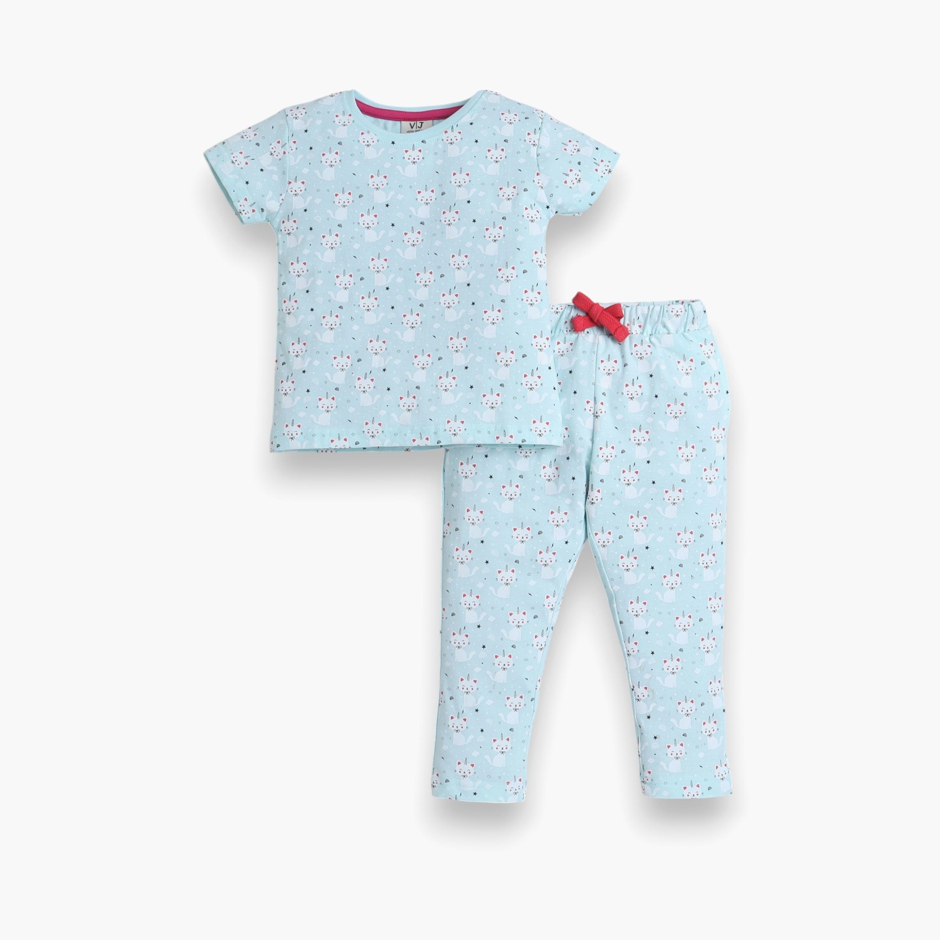 Victor and Jane 2-Piece Printed Short Sleeves T-Shirt with Joggers-baby-girls-clothing-nightwear-pyjamasets-image-1