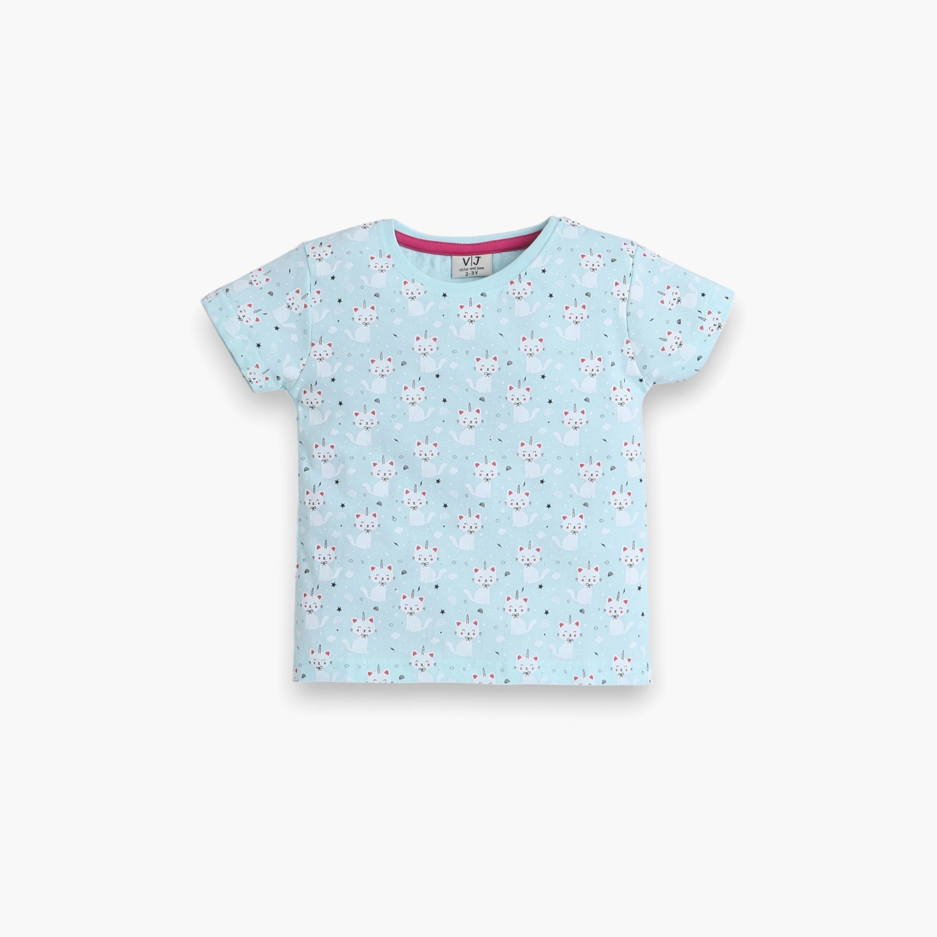 Victor and Jane 2-Piece Printed Short Sleeves T-Shirt with Joggers-baby-girls-clothing-nightwear-pyjamasets-image-3