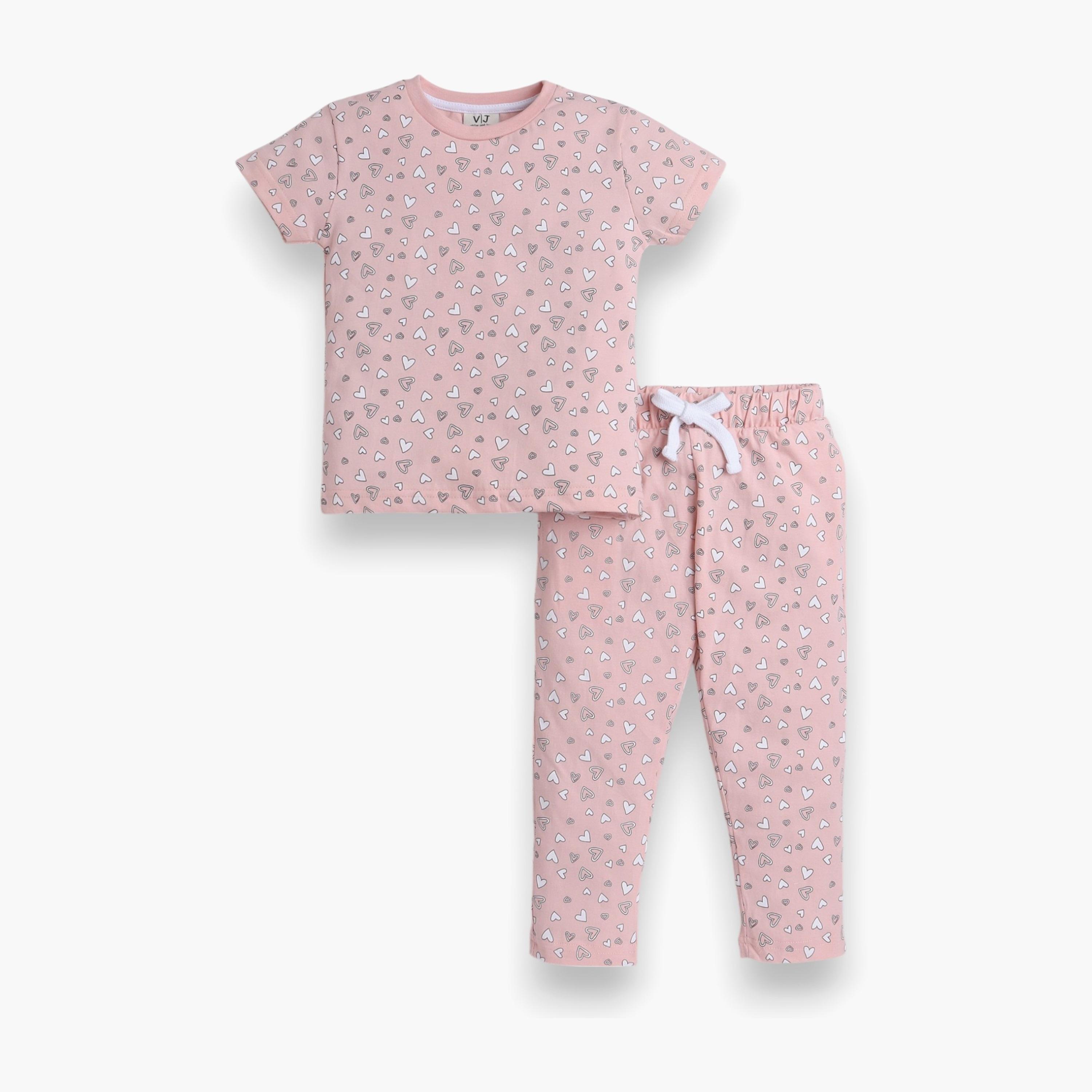 Victor and Jane 2-Piece Printed Short Sleeves T-Shirt with Joggers-baby-girls-clothing-nightwear-pyjamasets-image-1