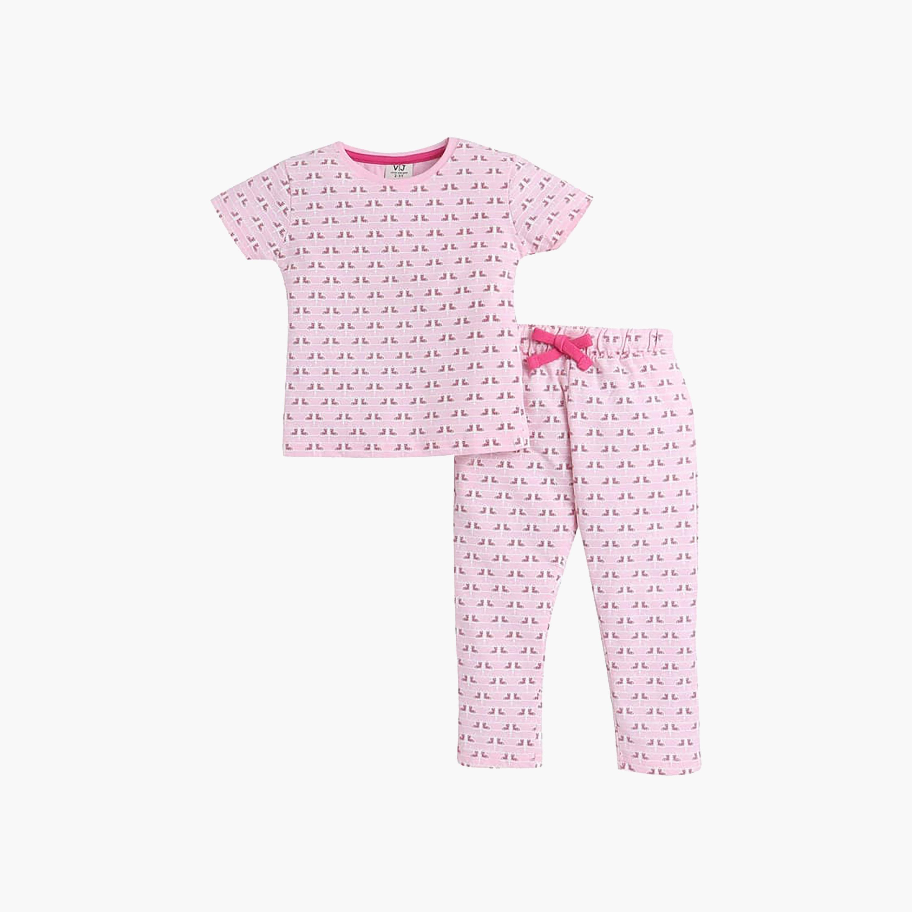 Victor and Jane 2-Piece Printed Short Sleeves T-Shirt with Joggers-baby-girls-clothing-nightwear-pyjamasets-image-1