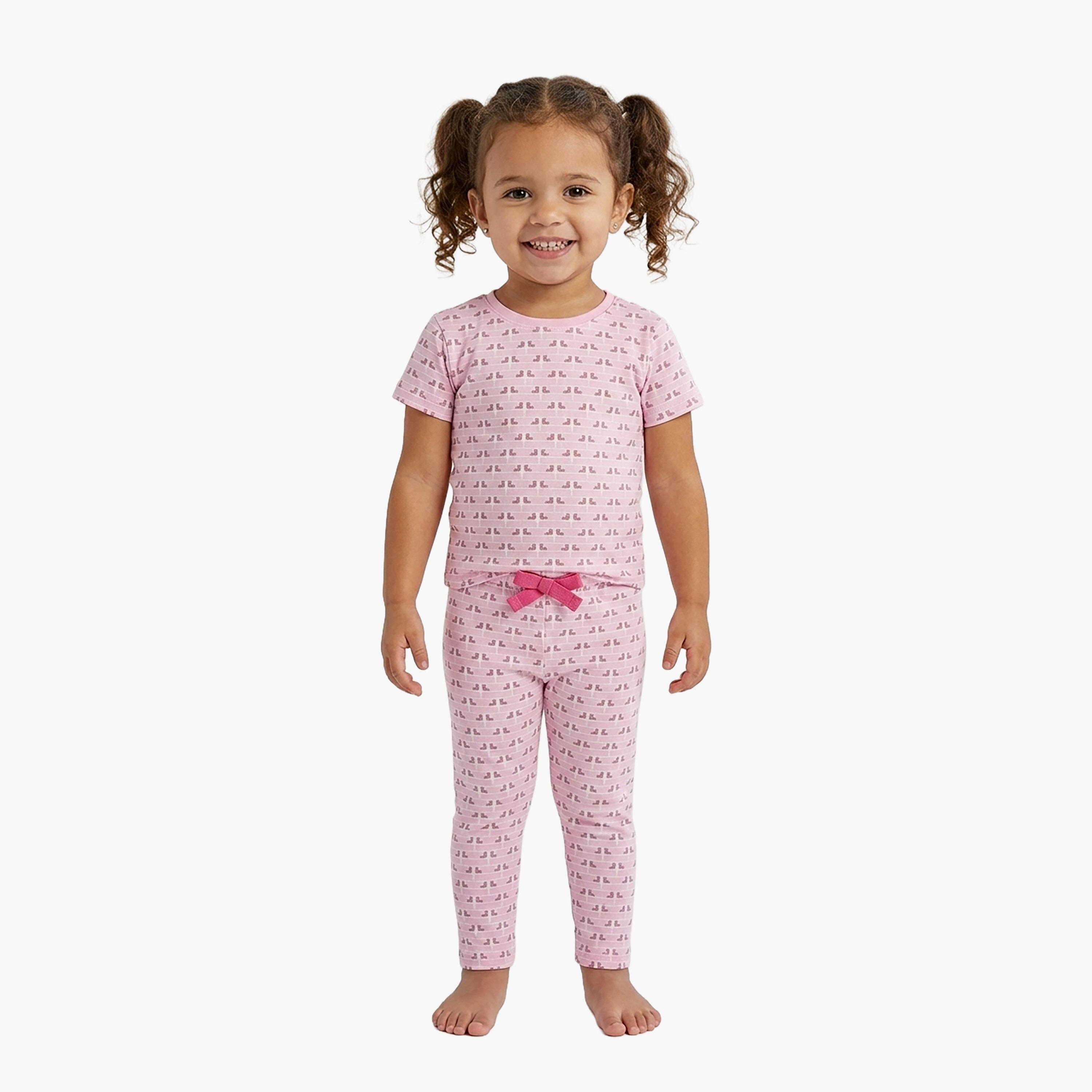 Victor and Jane 2-Piece Printed Short Sleeves T-Shirt with Joggers-baby-girls-clothing-nightwear-pyjamasets-image-2