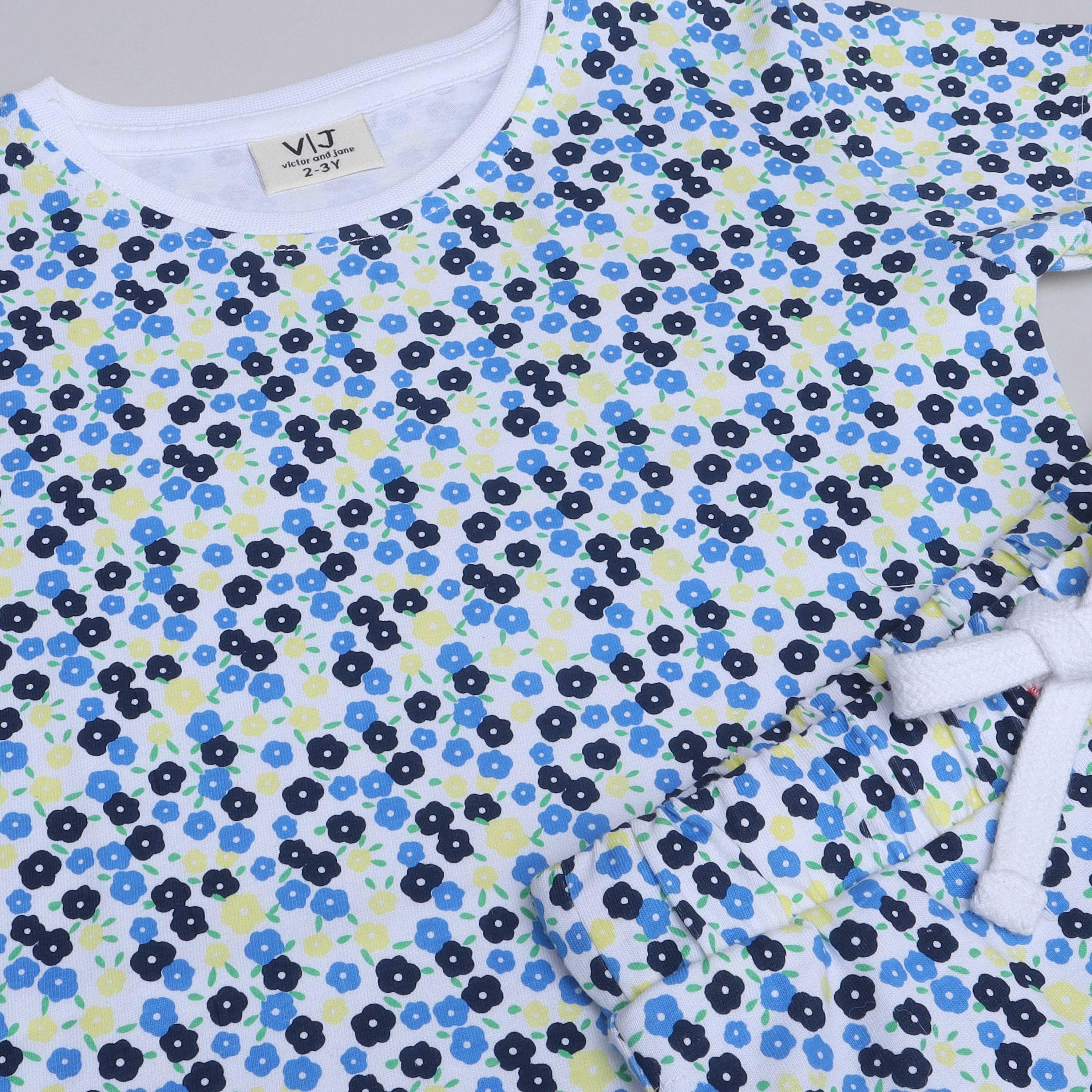 Victor and Jane 2-Piece Floral Printed Short Sleeves T-Shirt with Joggers-baby-girls-clothing-nightwear-pyjamasets-image-2
