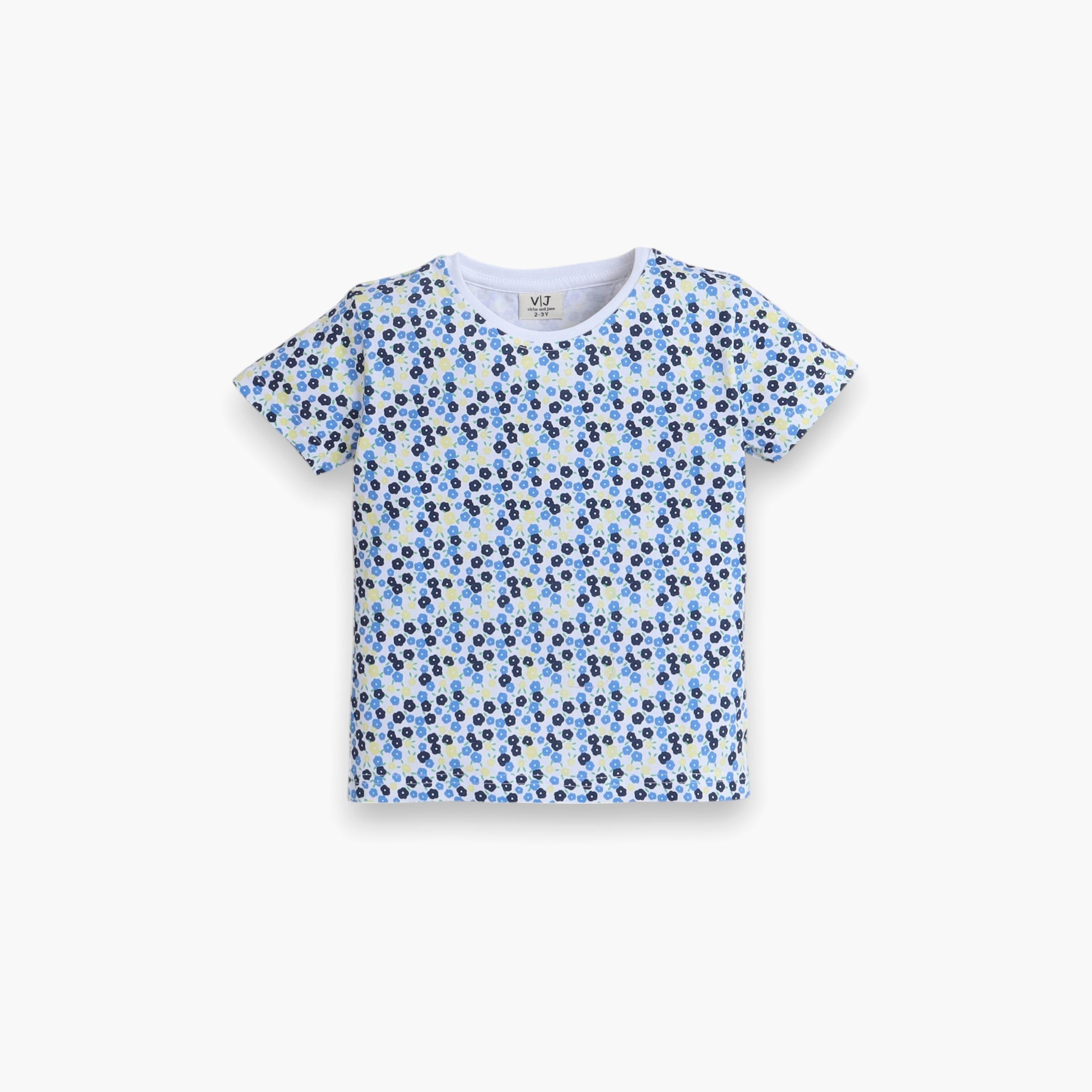 Victor and Jane 2-Piece Floral Printed Short Sleeves T-Shirt with Joggers-baby-girls-clothing-nightwear-pyjamasets-image-3