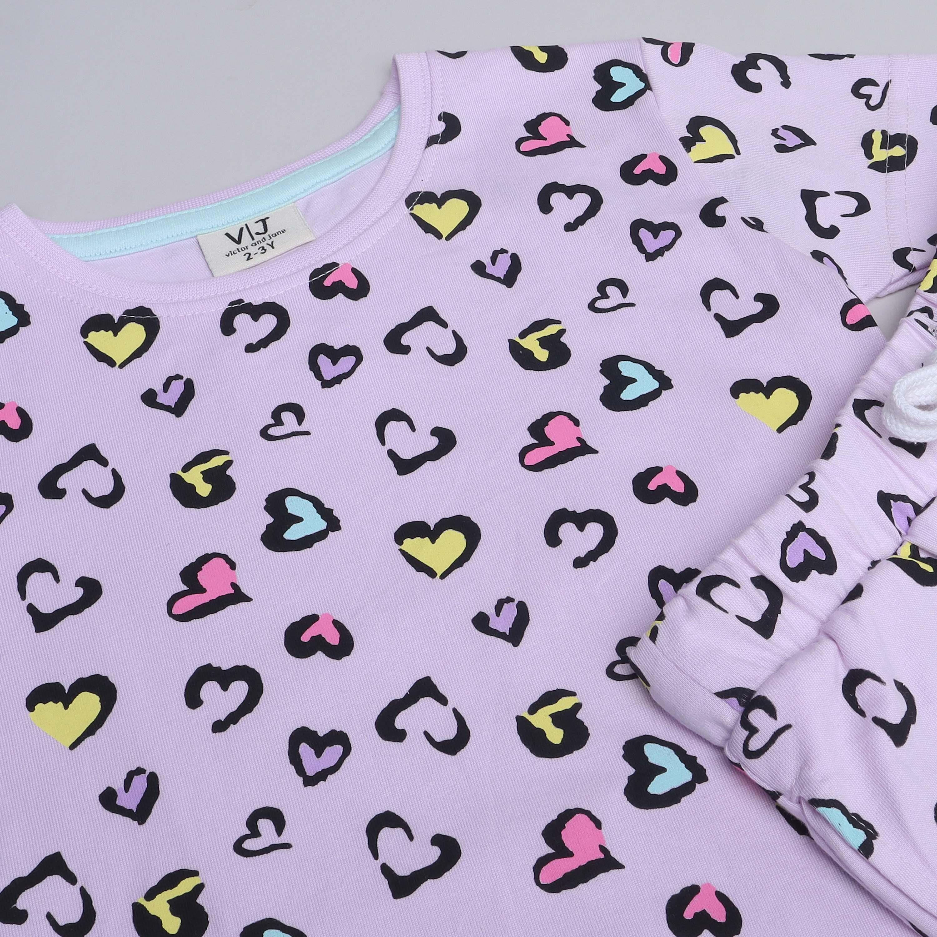 تي شيرت مطبوع بأكمام قصيرة مكون من قطعتين مع شورت من فيكتور اند جين-girls-clothing-nightwear-image-2