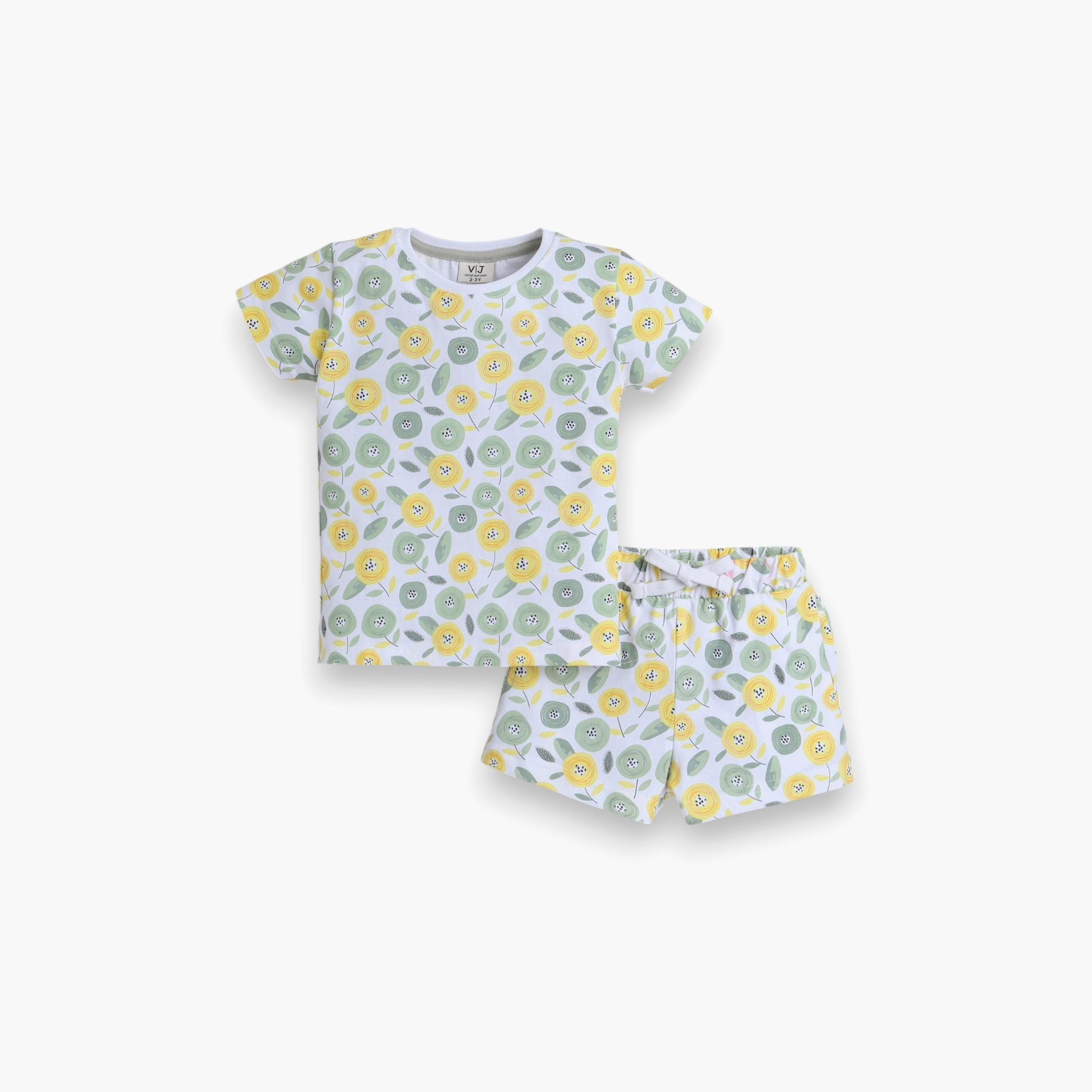 Victor and Jane 2-Piece Printed Short Sleeves T-Shirt with Shorts-baby-girls-clothing-nightwear-pyjamasets-image-1