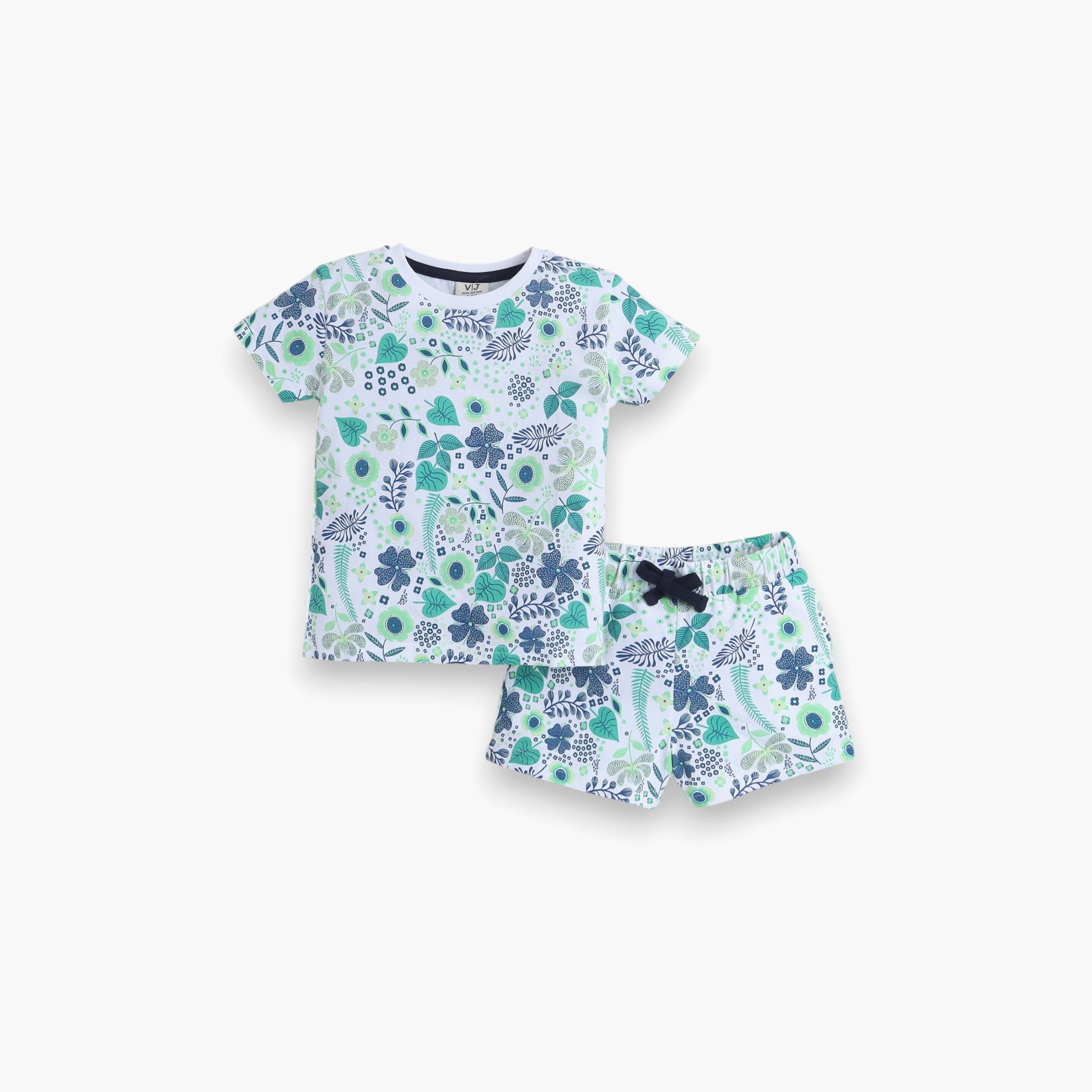 Victor and Jane 2-Piece Printed Short Sleeves T-Shirt with Shorts-baby-girls-clothing-nightwear-pyjamasets-image-1